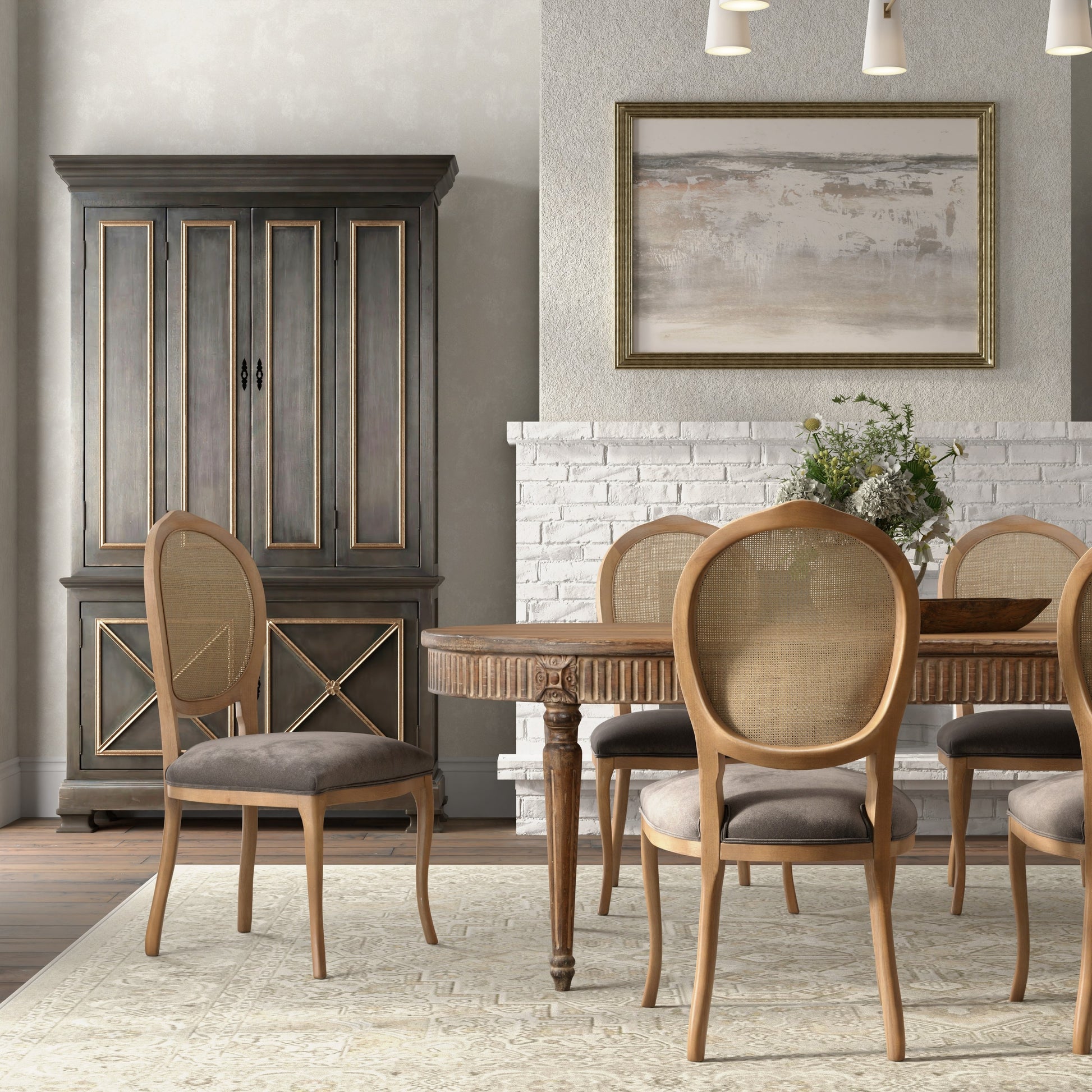 French Antique Reproduction Dining Table styled in a Sarreid room setting | ZIN Home