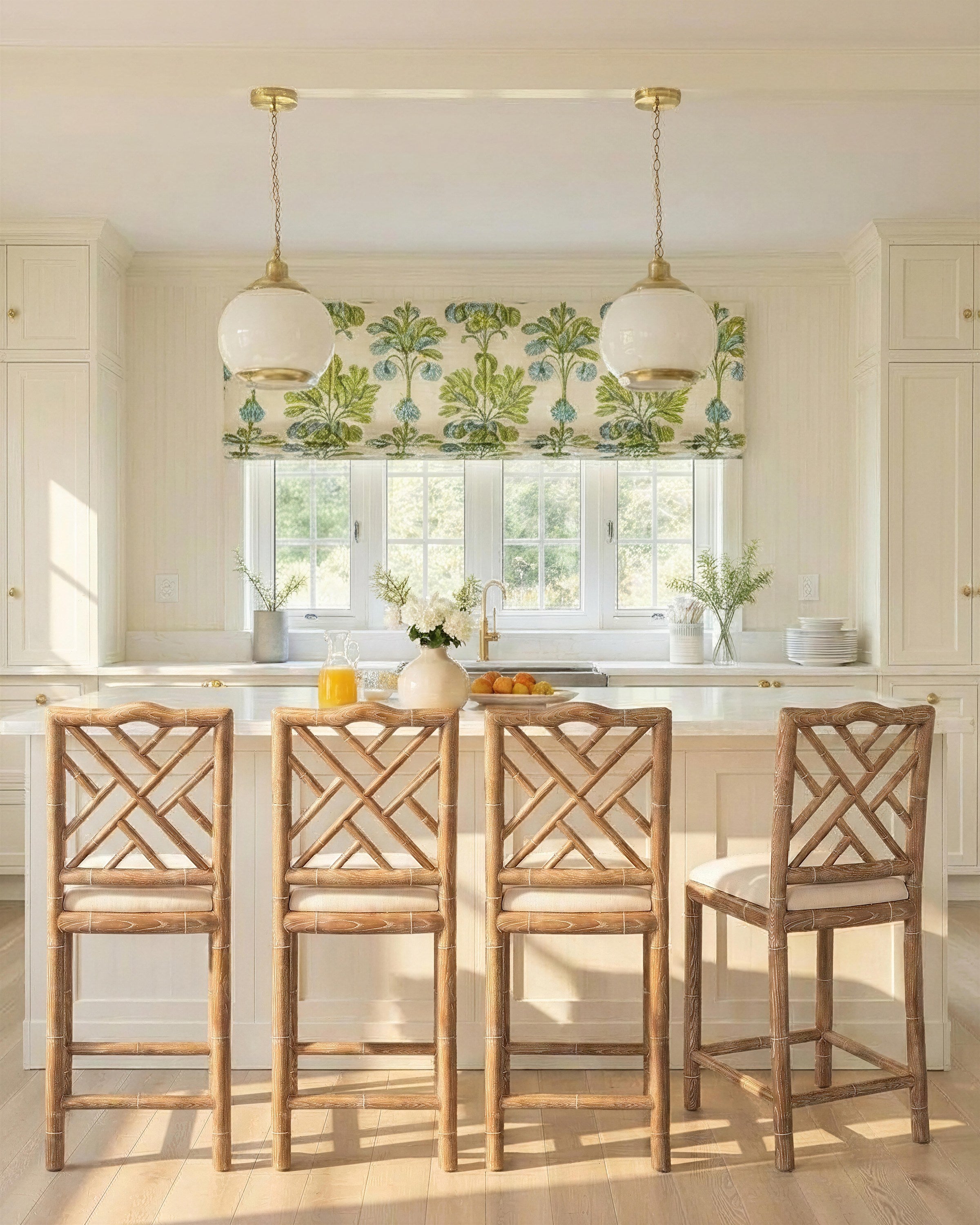 Brighton Counter Stool, White Wash styled in a Sarreid room setting | ZIN Home