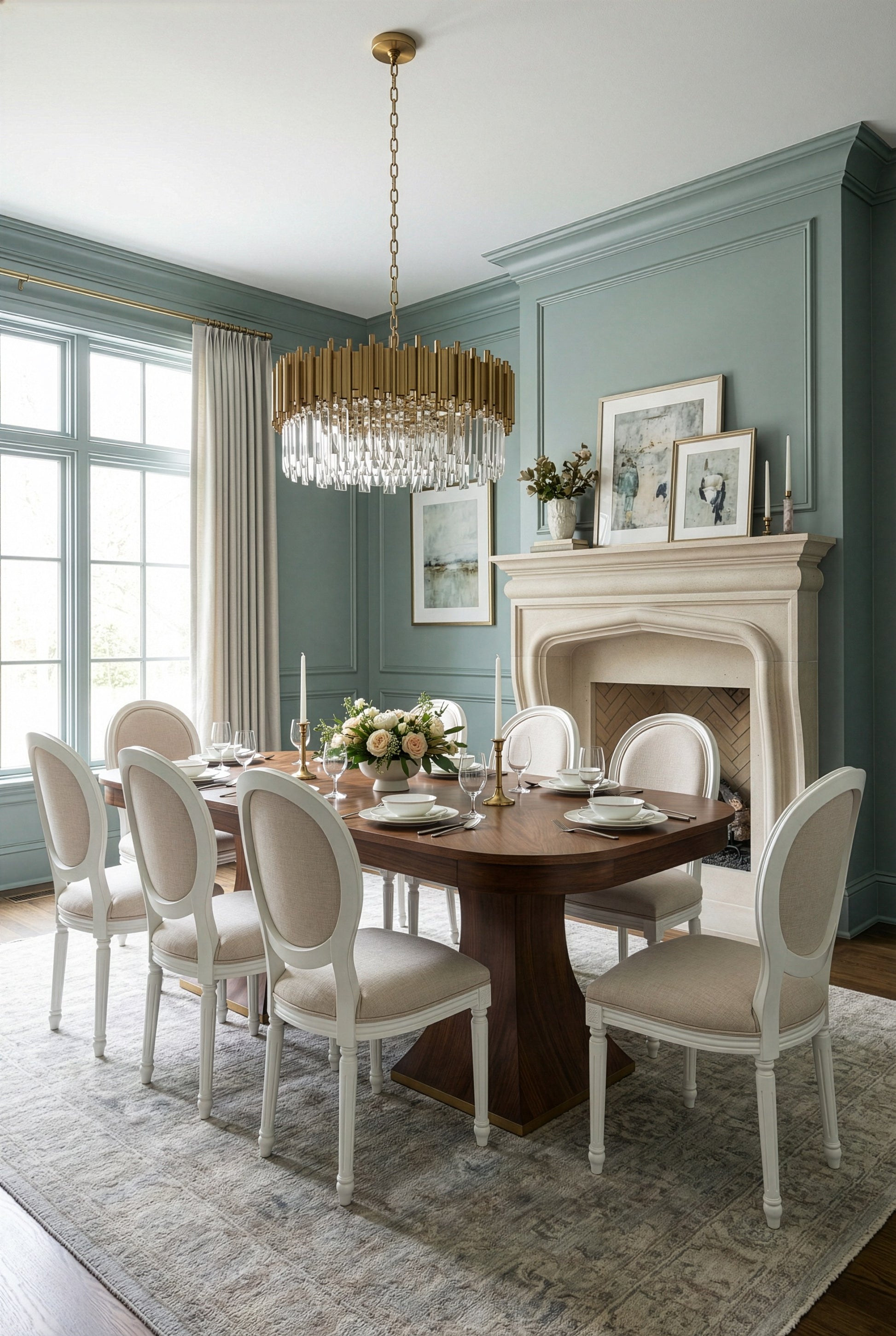 Hugo Oval Side Chair,Cortina White styled in a Sarreid room setting | ZIN Home