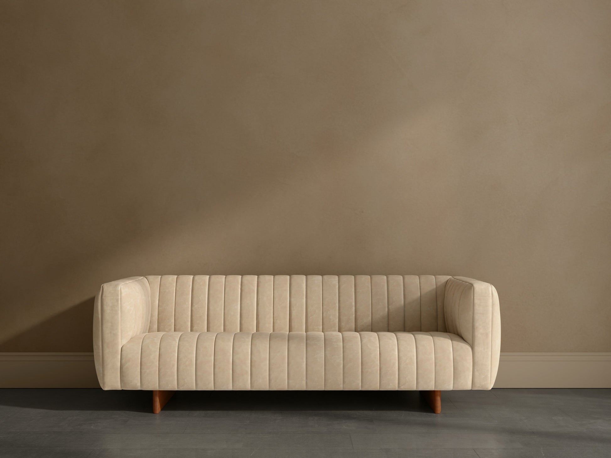 Denys Leather Sofa, Cappuccino White styled in a Sarreid room setting | ZIN Home