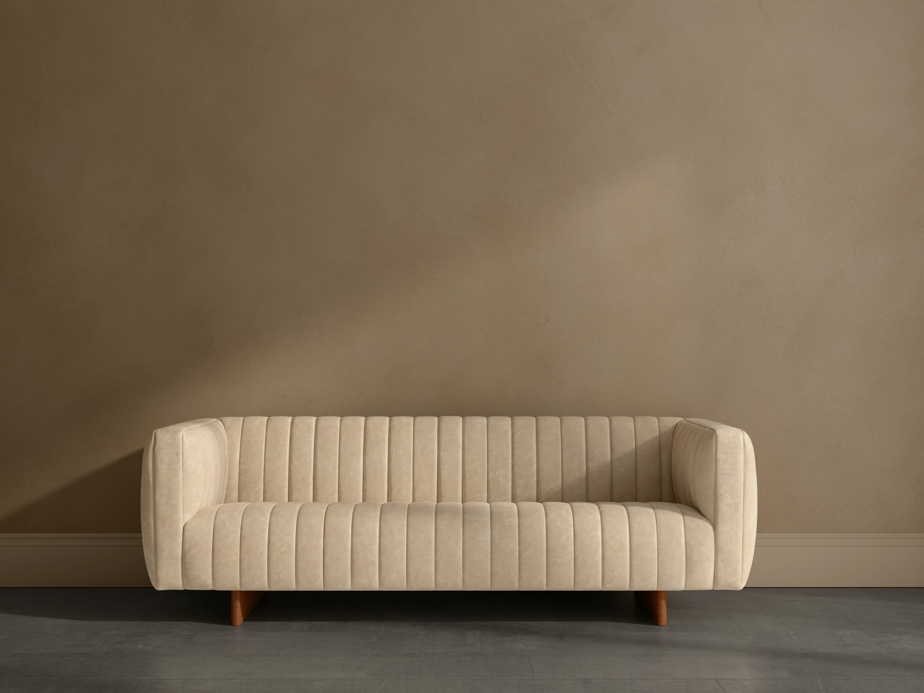 Denys Leather Sofa, Cappuccino White styled in a Sarreid room setting | ZIN Home