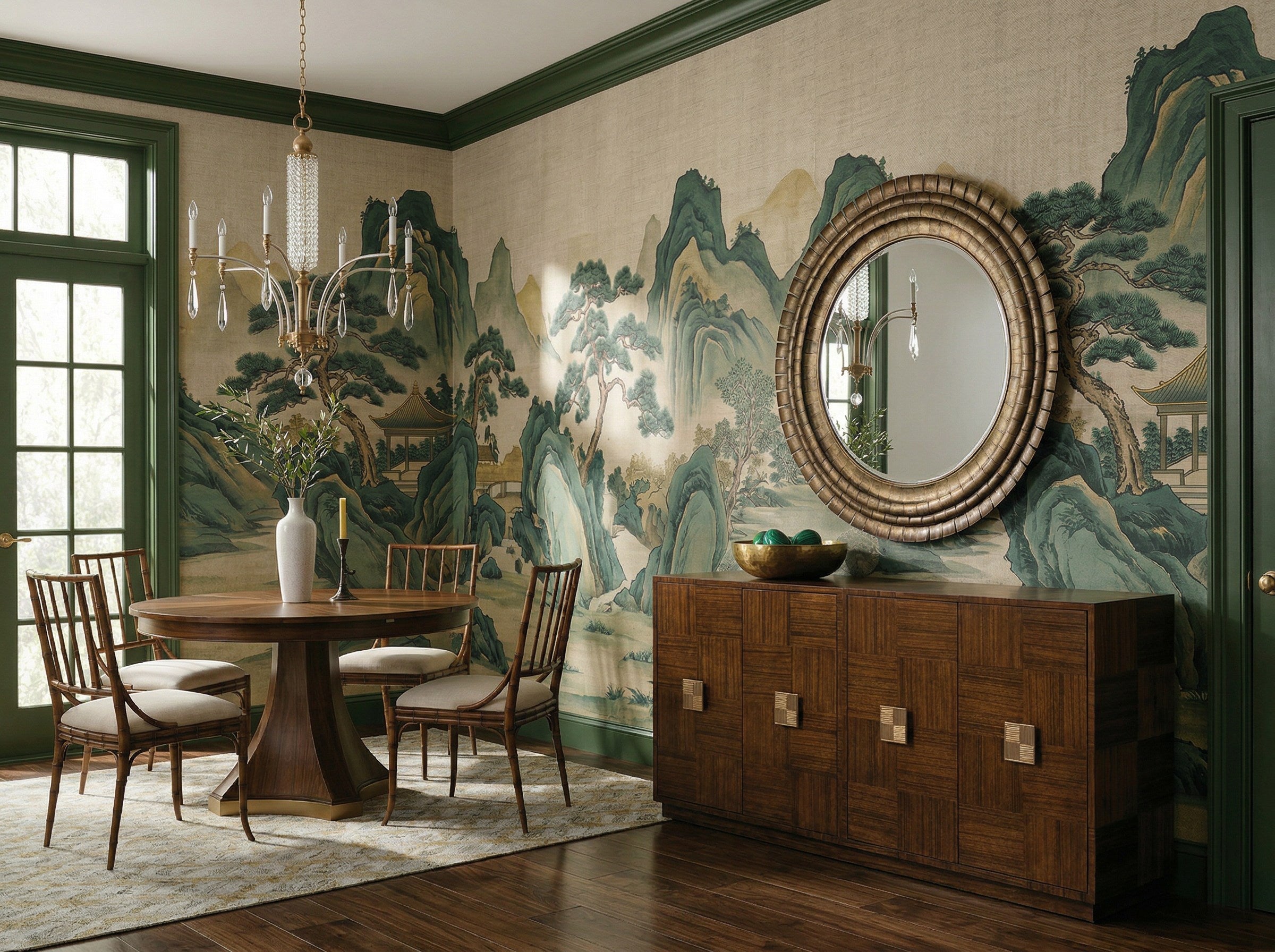 Mistral Wall Mirror styled in a Sarreid room setting | ZIN Home