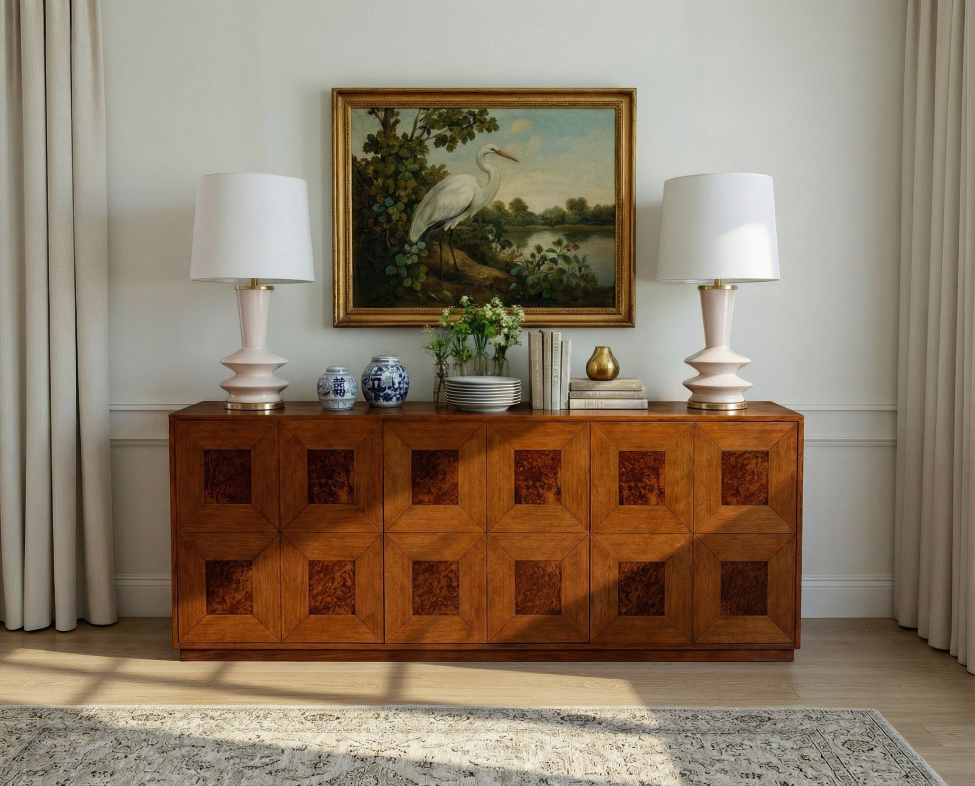 Newport Credenza styled in a Sarreid room setting | ZIN Home