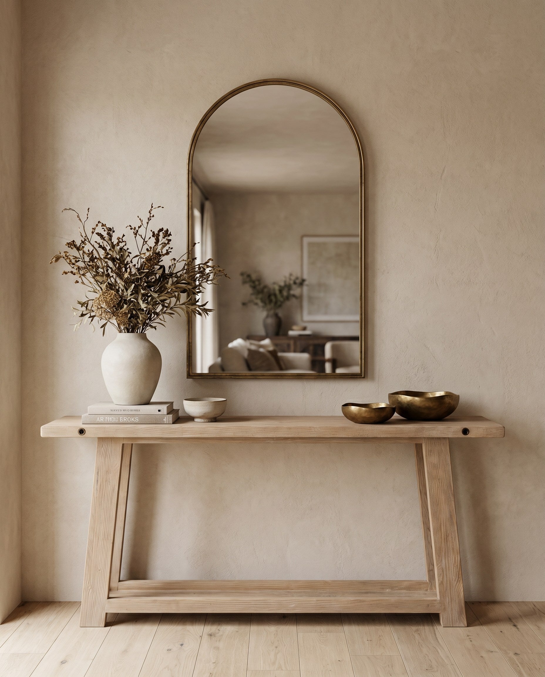 Farmhouse Console Table styled in a Sarreid room setting | ZIN Home