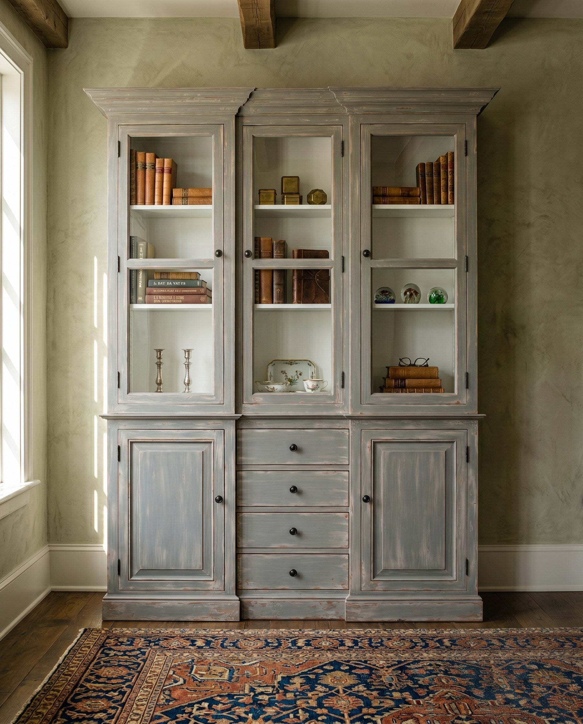 Bershire Library Bookcase styled in a Sarreid room setting | ZIN Home