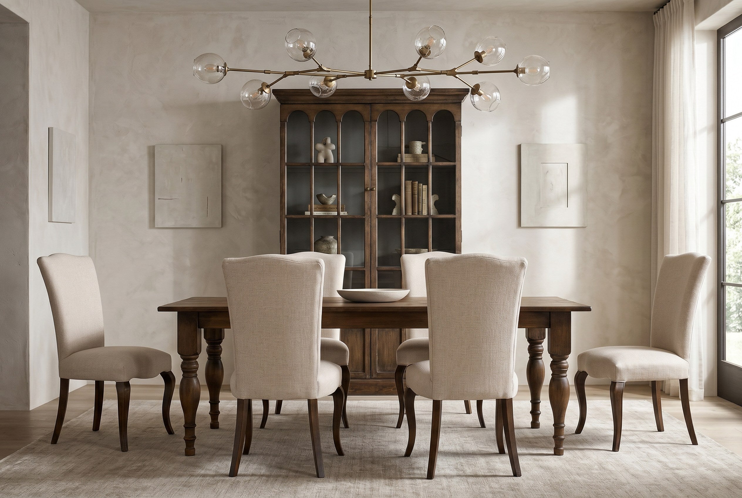Sidechair, Driftwood,Taupe styled in a Sarreid room setting | ZIN Home