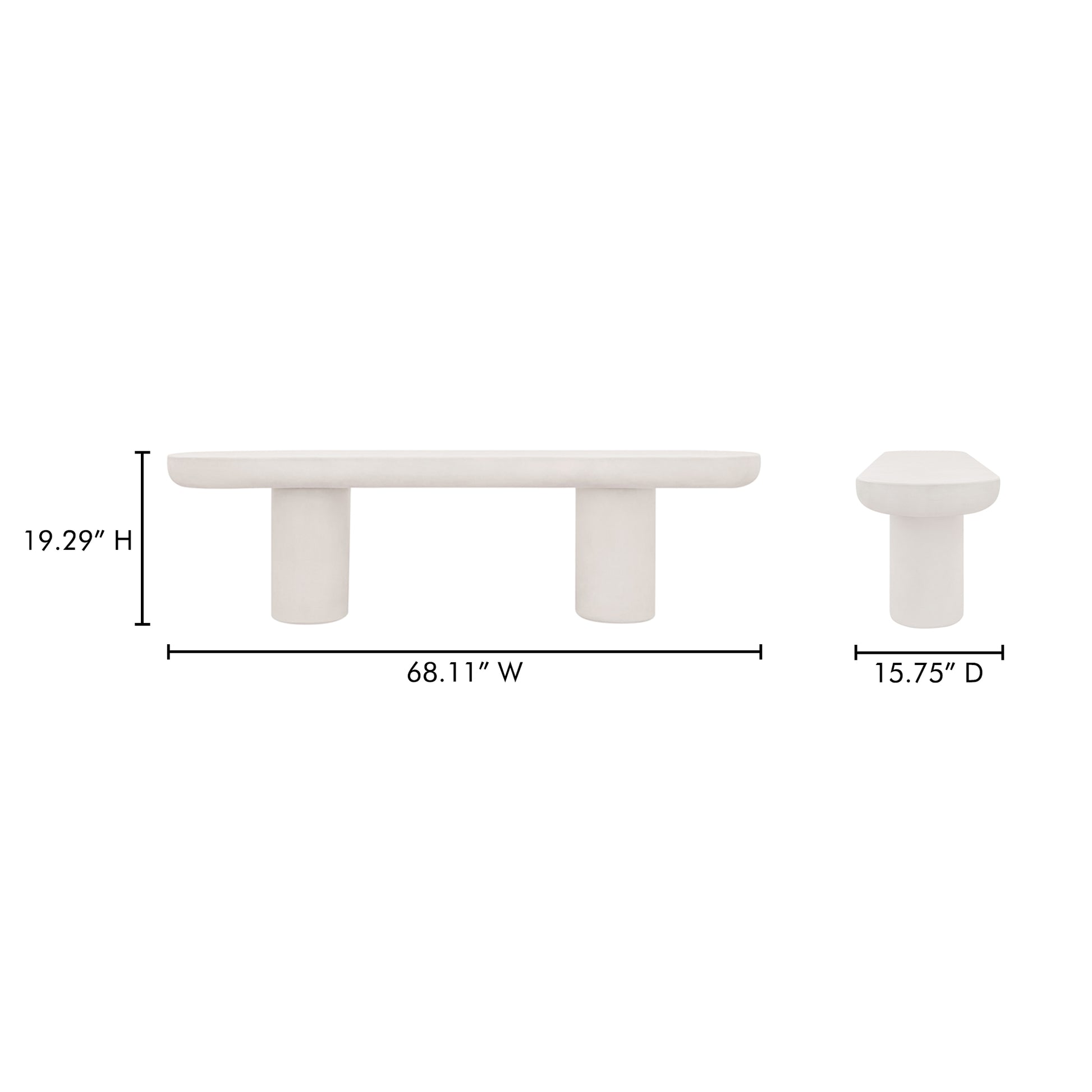 Rocca Bench Cream by Moe's Home Collection - view 4
