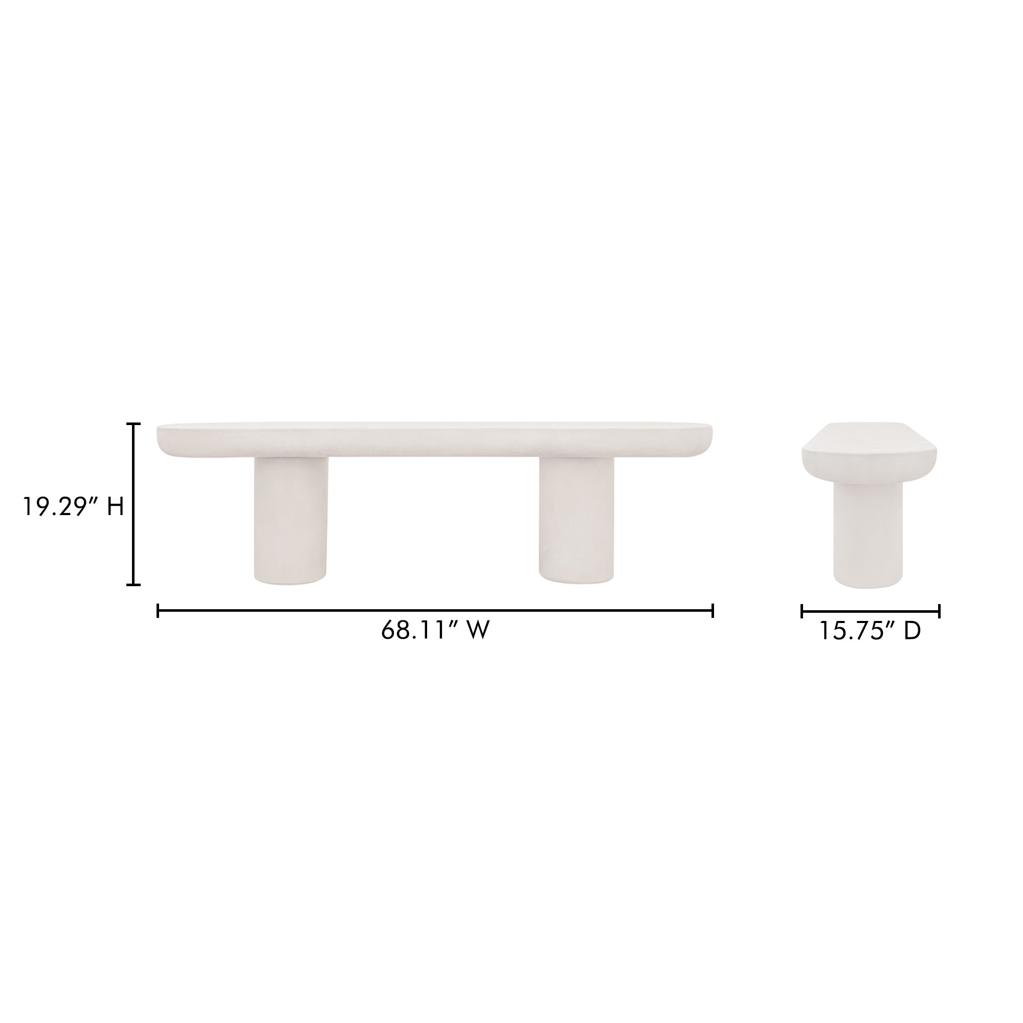 Rocca Bench Cream by Moe's Home Collection - view 4
