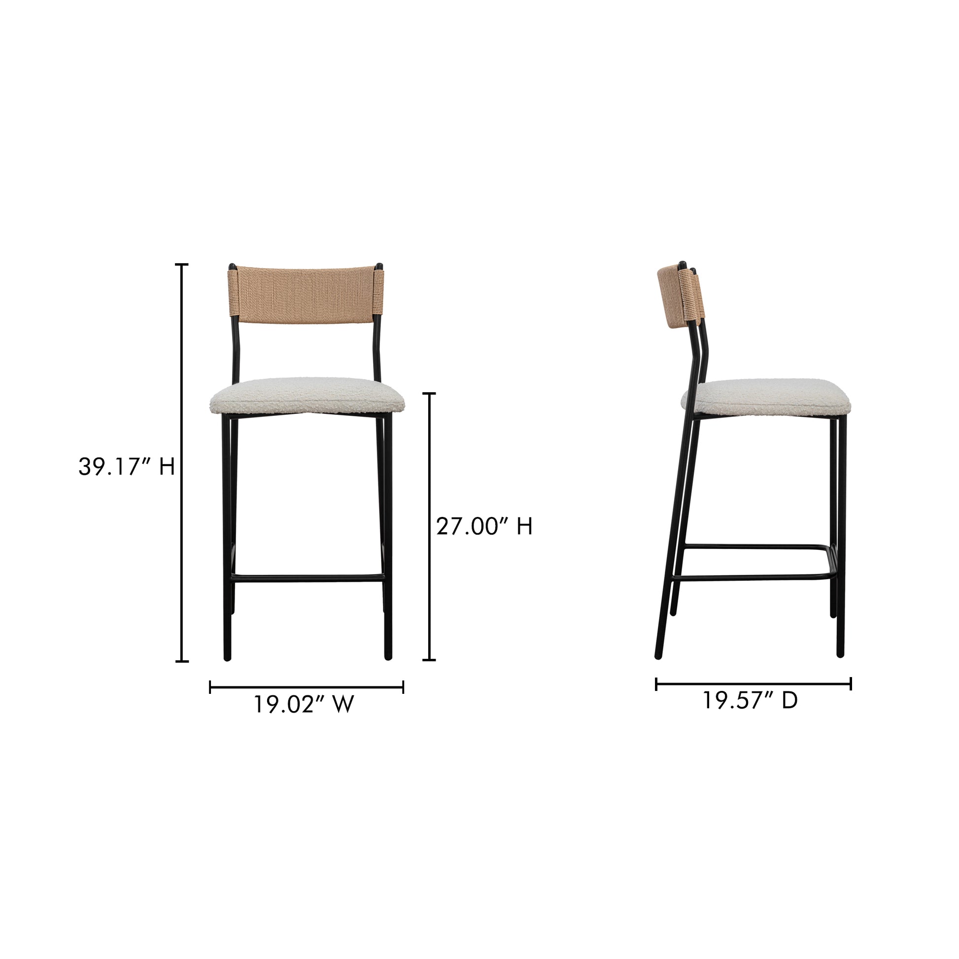 Foley Counter Stool White by Moe's Home Collection - view 3