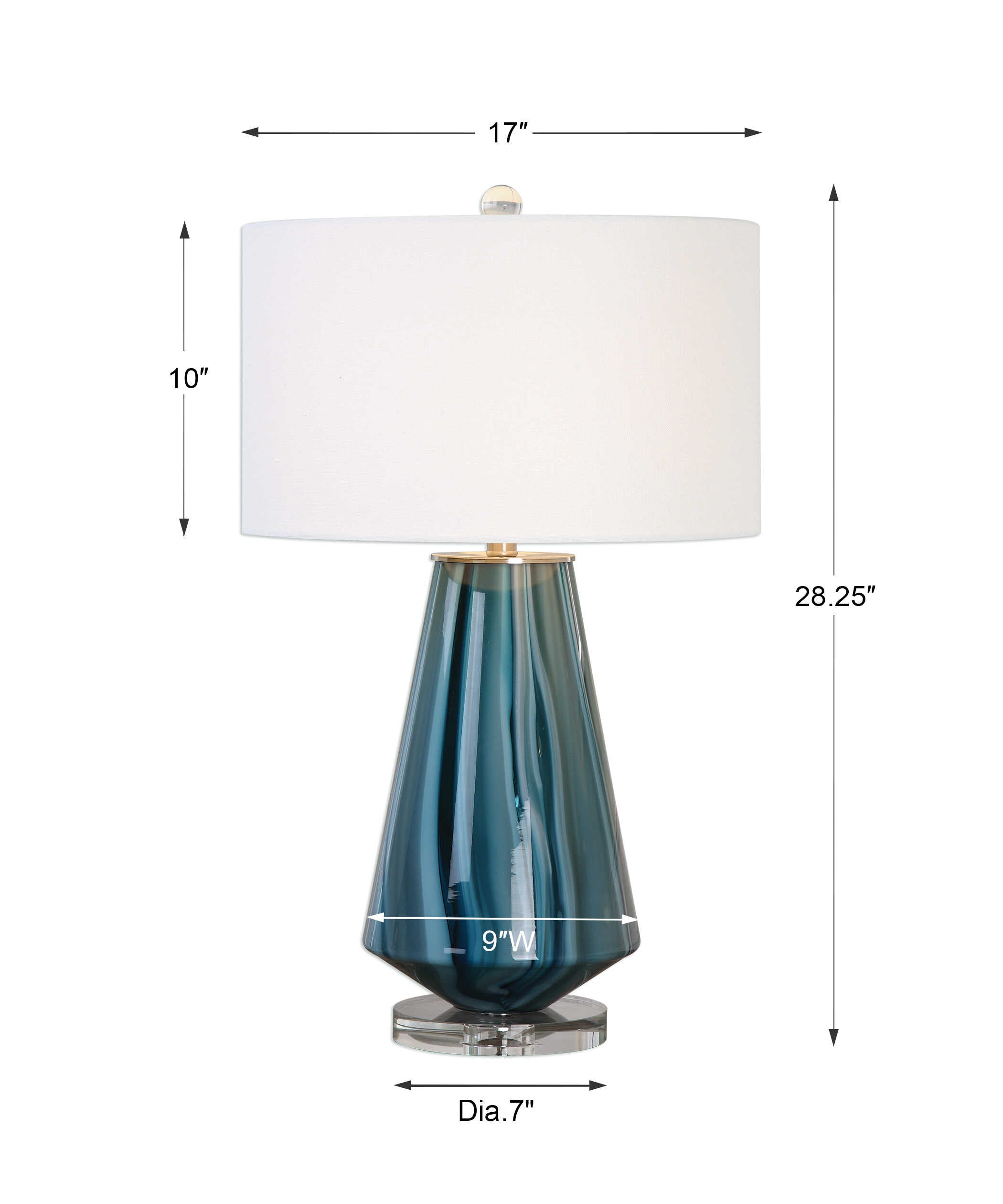 Pescara Teal-Gray Glass Lamp - ZUTMO-27225-1 - image 3