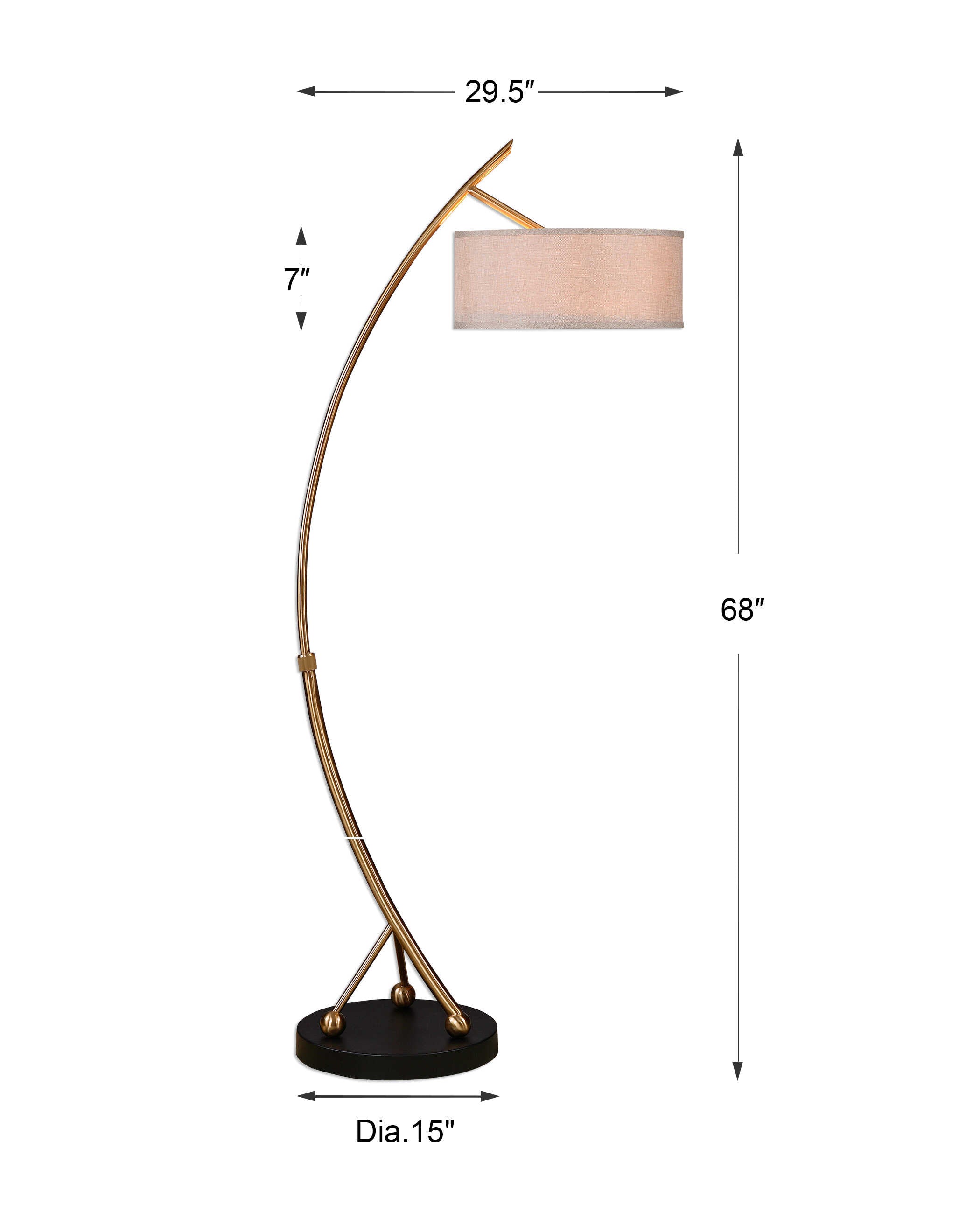 Vardar Curved Brass  Lamp - ZUTMO-28089-1 - image 3