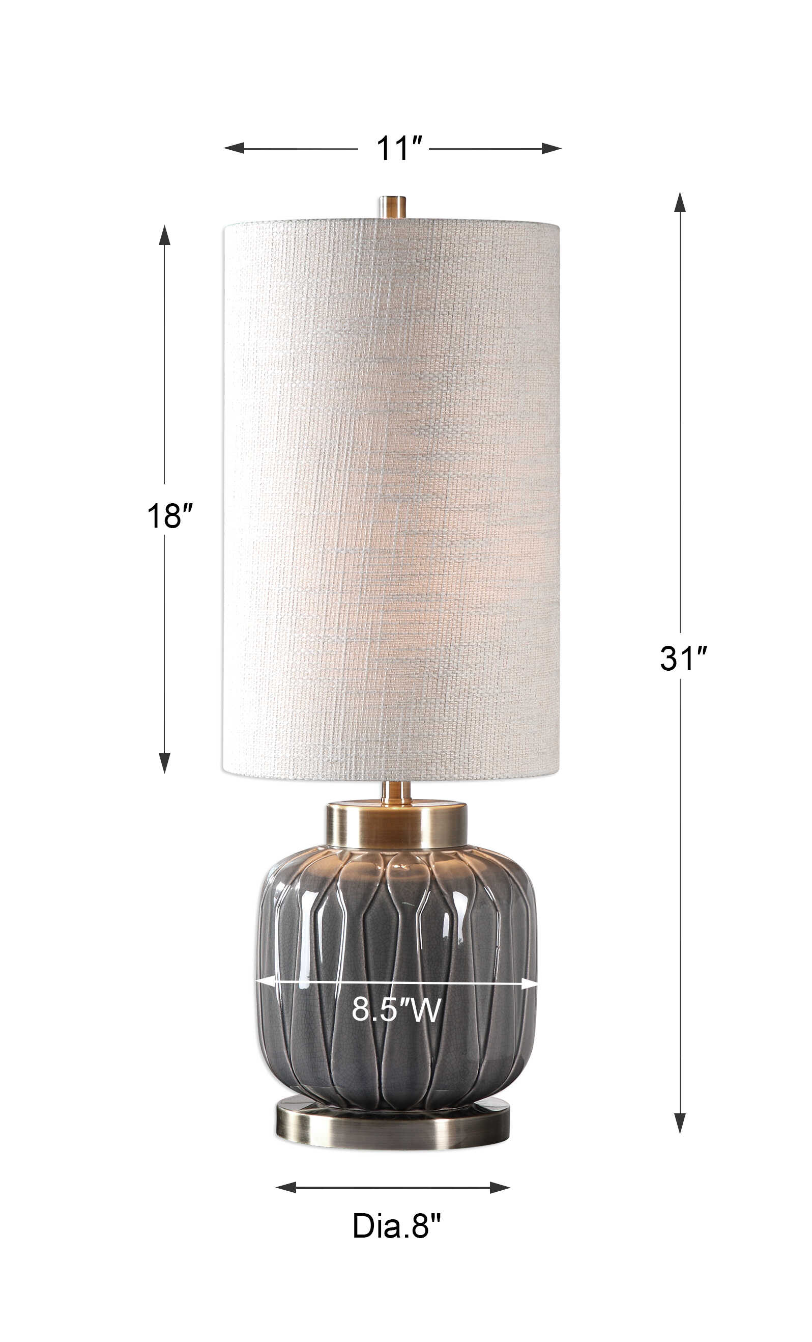 Zahlia Aged Gray Ceramic Lamp - ZUTMO-29559-1 - image 3