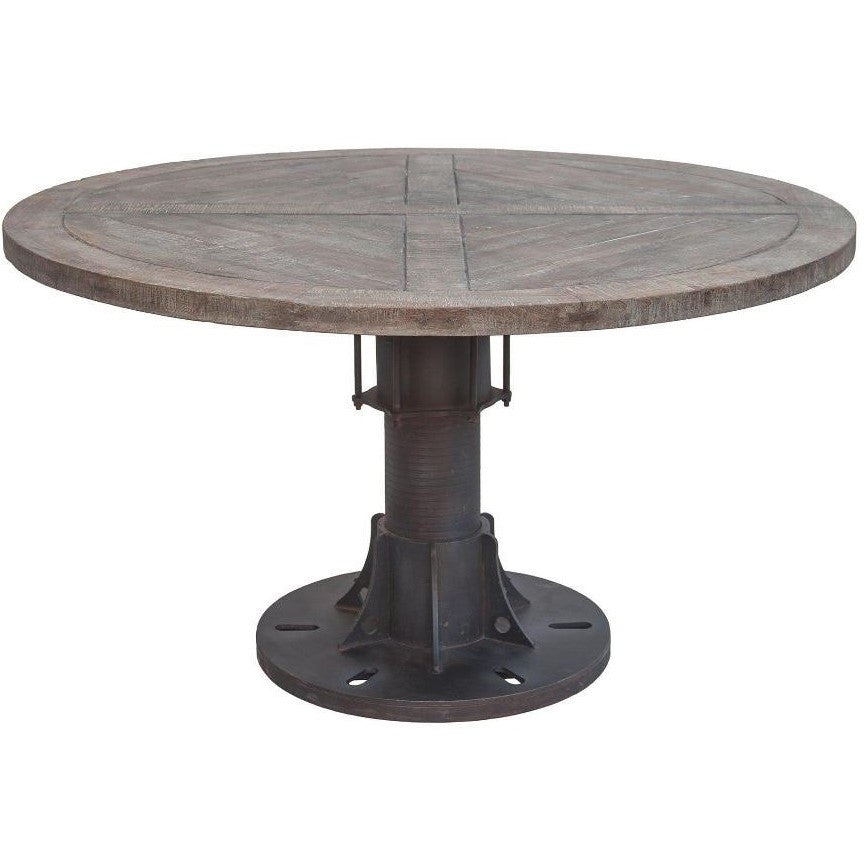 Industrial Barn Iron & Reclaimed Wood Round Dining Table 54"