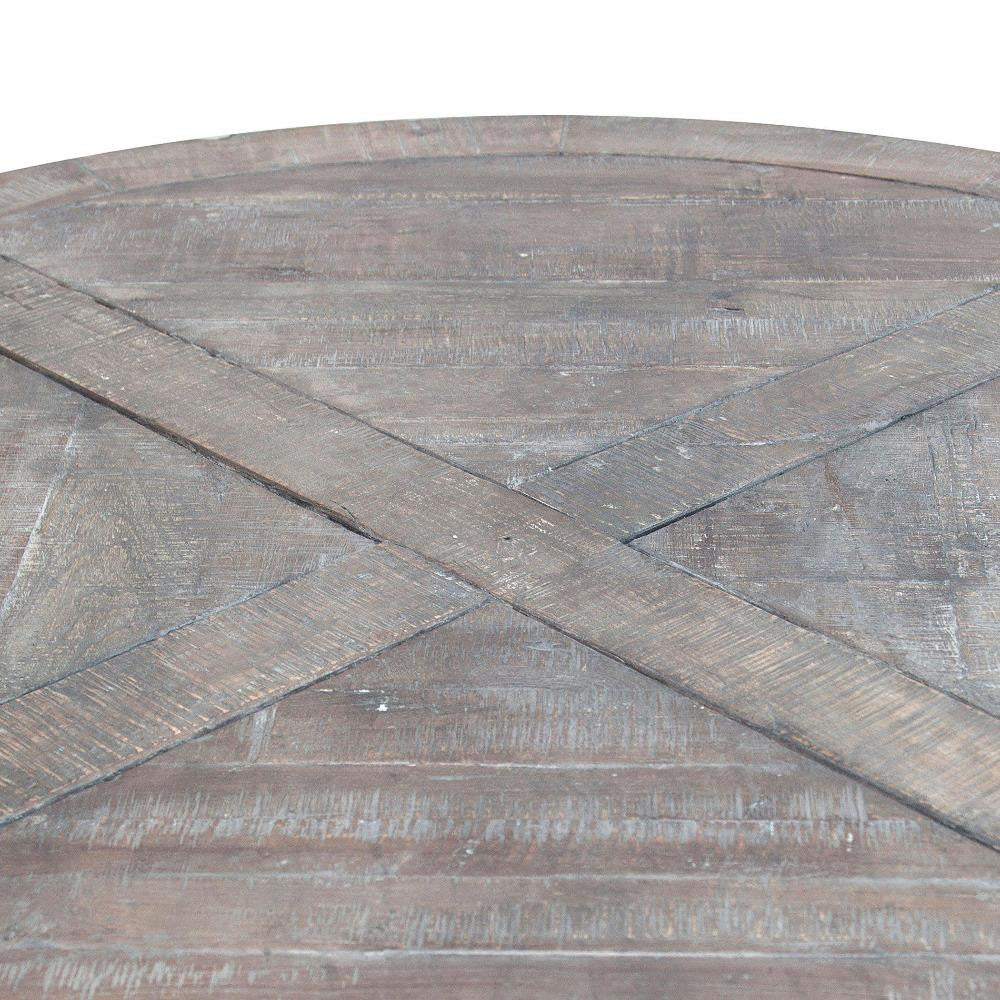 Industrial Barn Iron & Reclaimed Wood Round Dining Table 54"