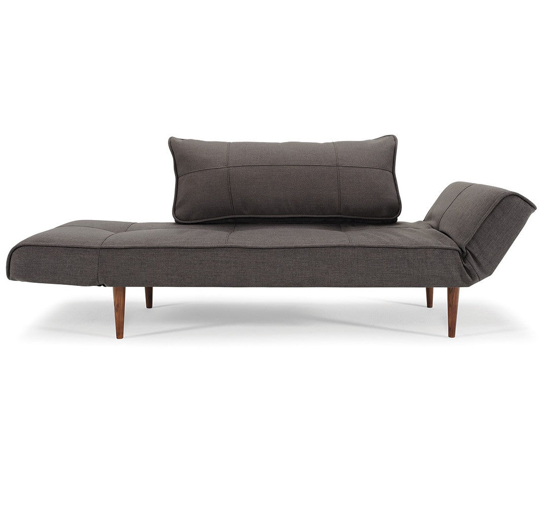 Zeal Deluxe Convertible Modern Small Daybeds in Brown Fabric with oak wood legs