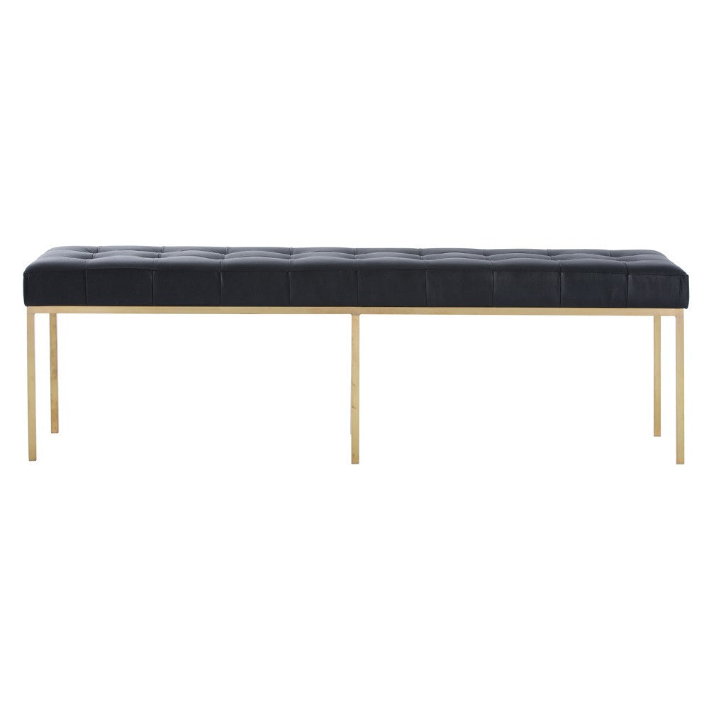 Zephyr Tufted Black Leather Bench sale