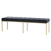 Zephyr Tufted Black Leather Bench