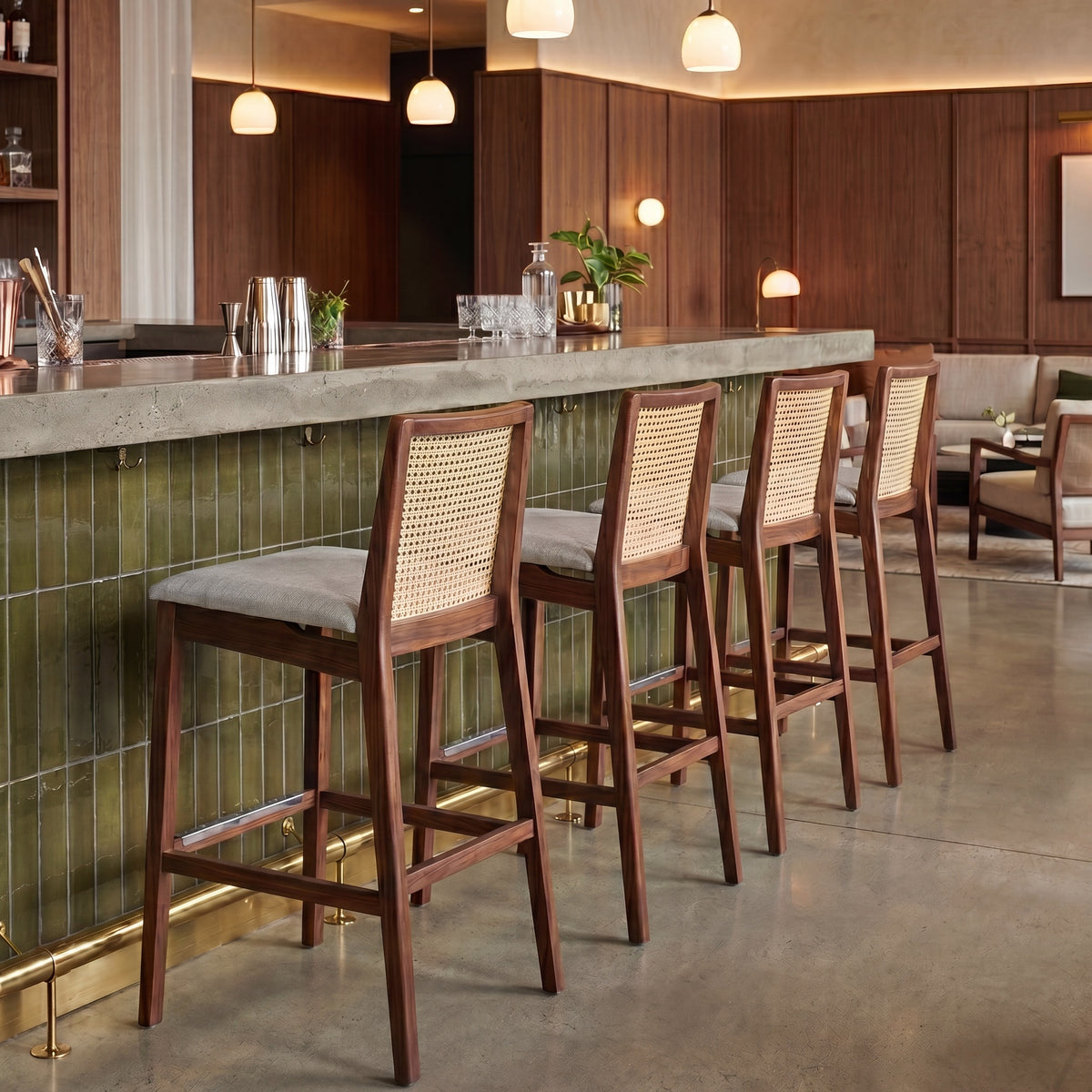 Nardia Barstool Nogal, Harvest Natural, Bar Height by Urbia - detail 7