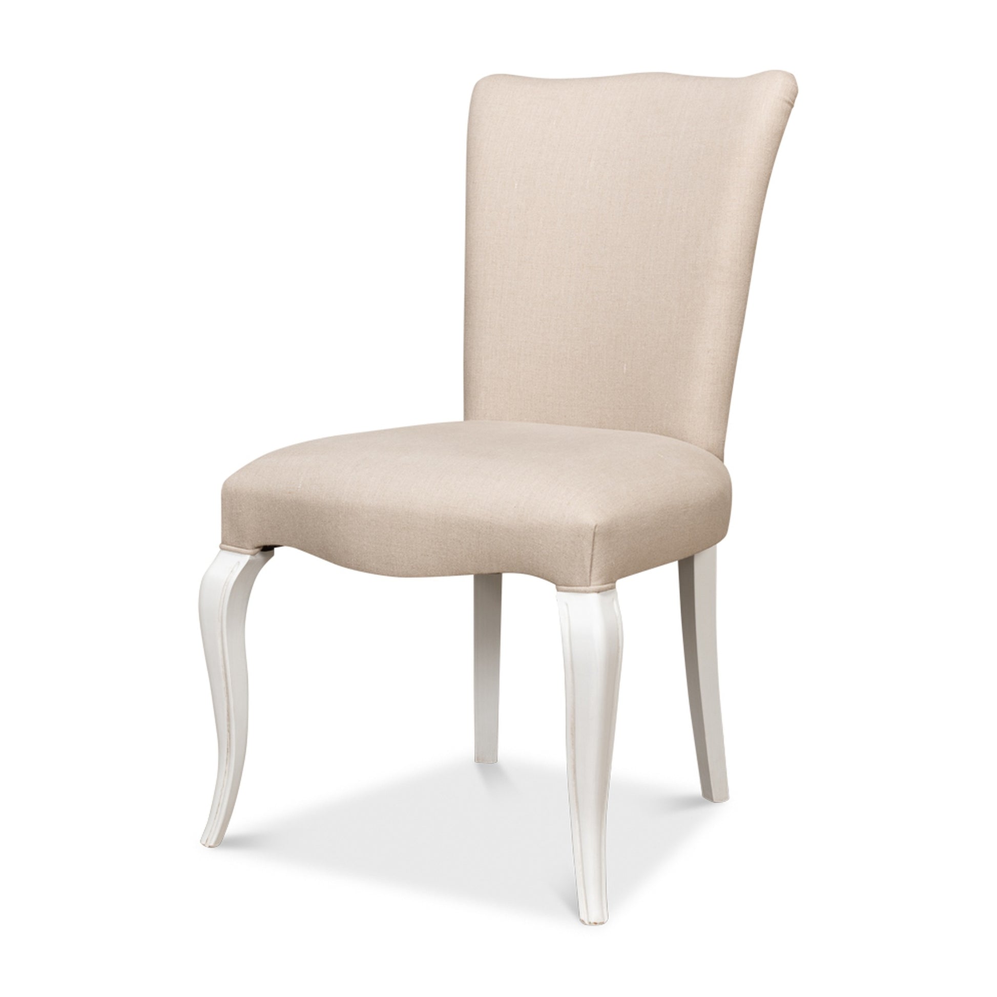 Sidechair, Cortina White W/ Linen Flax by Sarreid Ltd
