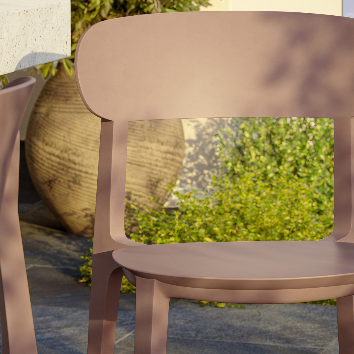 Metro Spencer Eco-Friendly Outdoor Stacking Chair Set of 4 - Dusty Rose by Urbia - detail 10