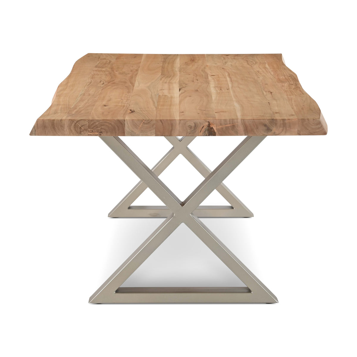 Brooks Dining Table X Base 40" x 79" Teak Top - Pewter Base by Urbia - detail 3