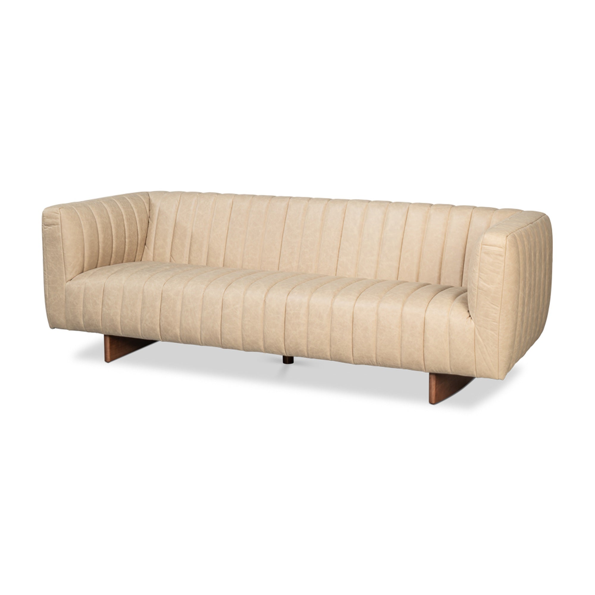 Denys Leather Sofa, Cappuccino White by Sarreid Ltd
