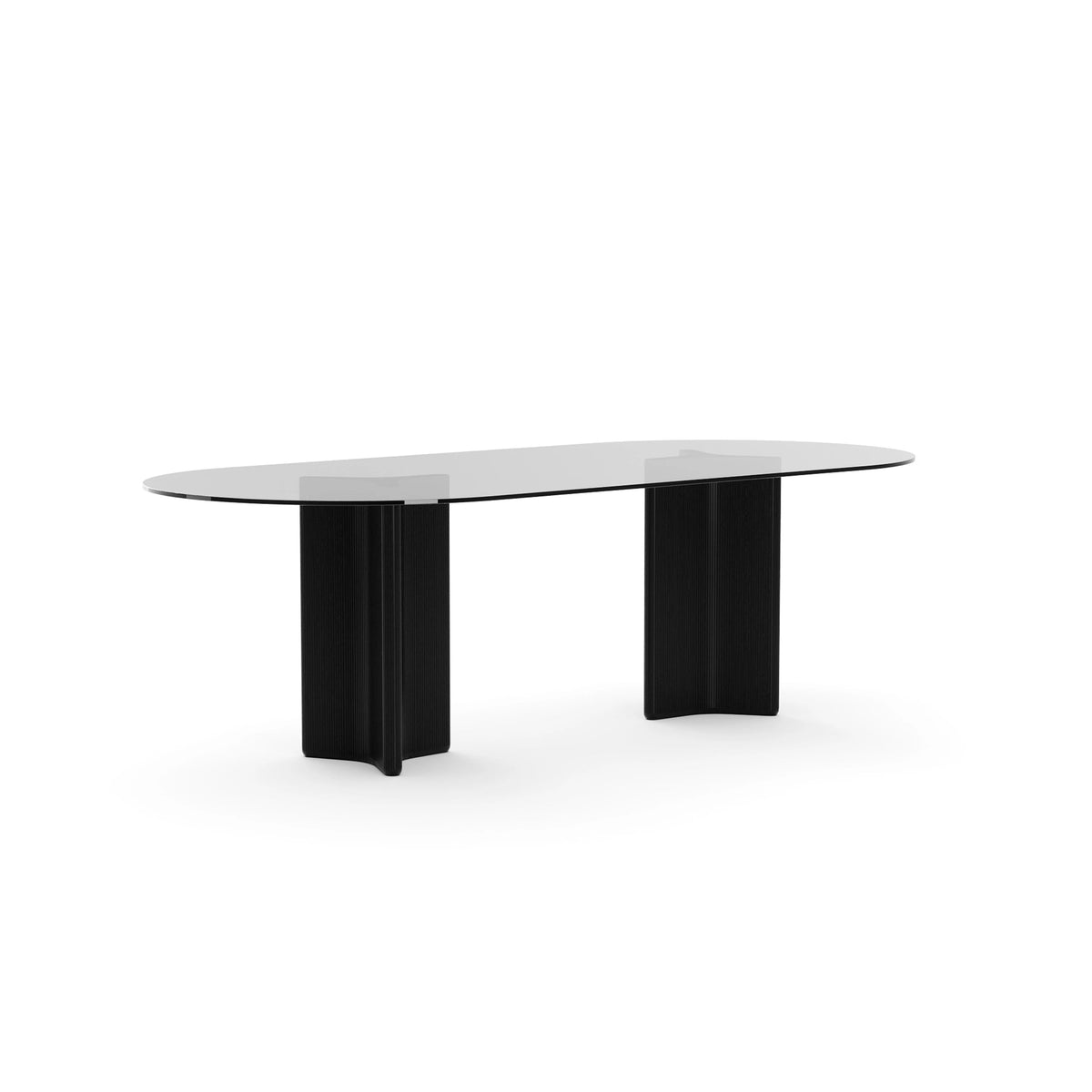 Viola Clear Oval Dble Ped Dining Table Modern Walnut 96" by Caracole - view 2