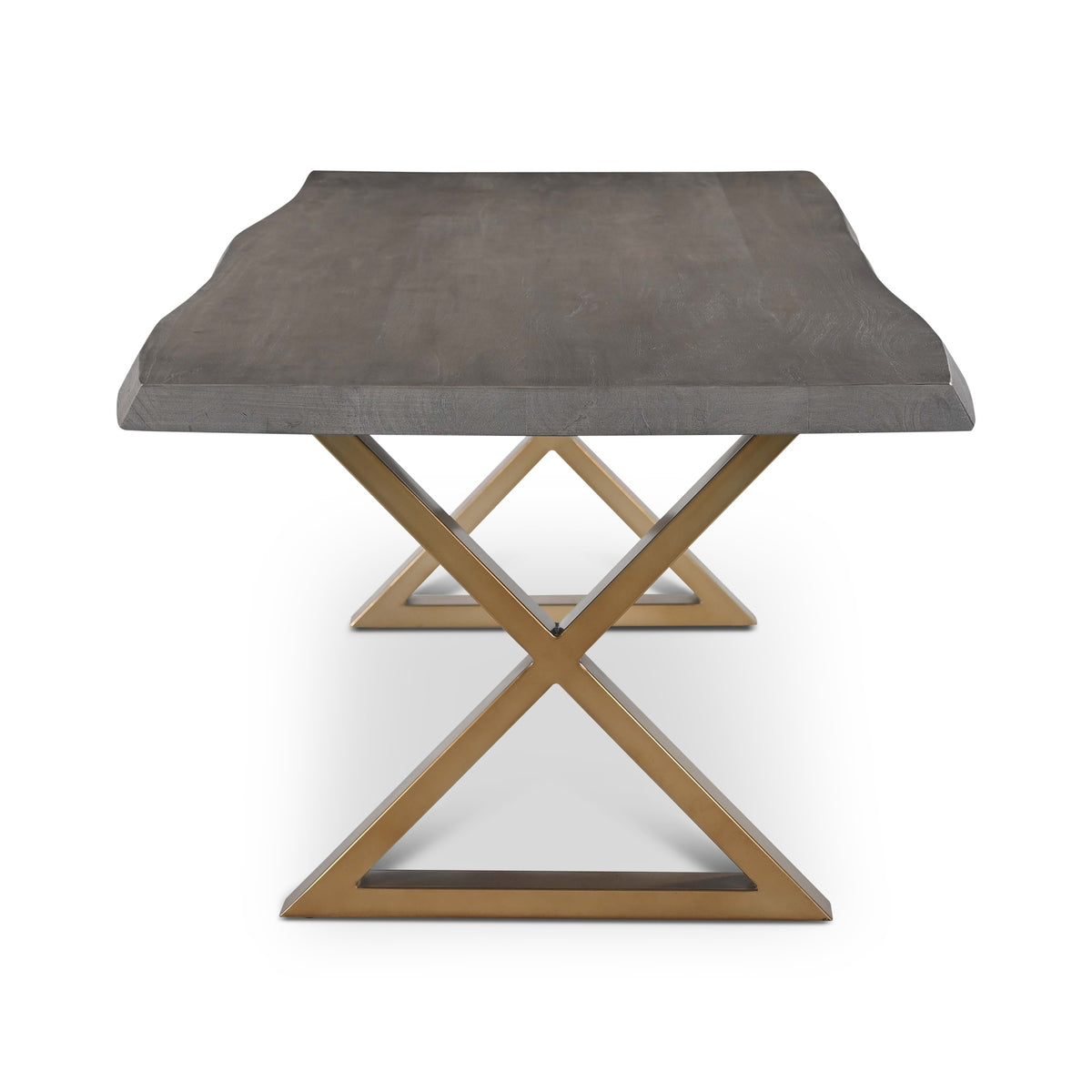 Brooks Dining Table X Base 40" x 92" Sandblasted Grey Top - Brass Base by Urbia - detail 3