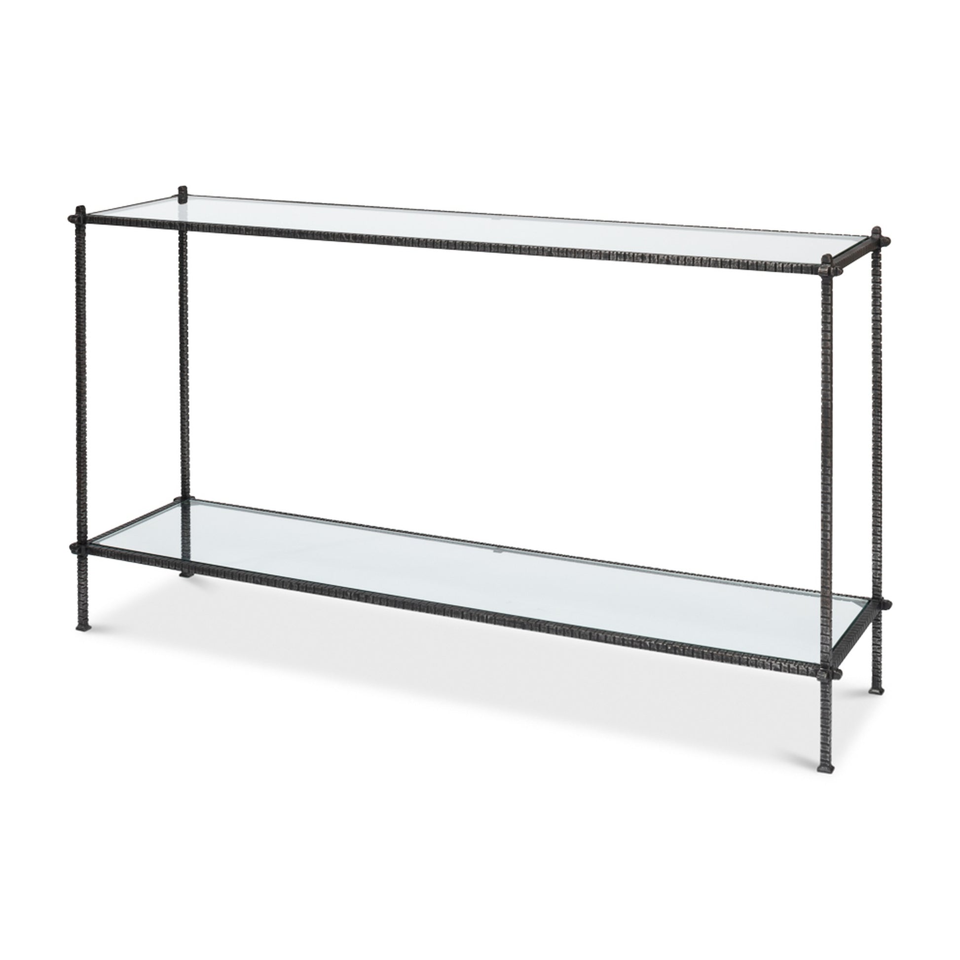 Hand Chased Iron Console Tble, Glass Top by Sarreid Ltd