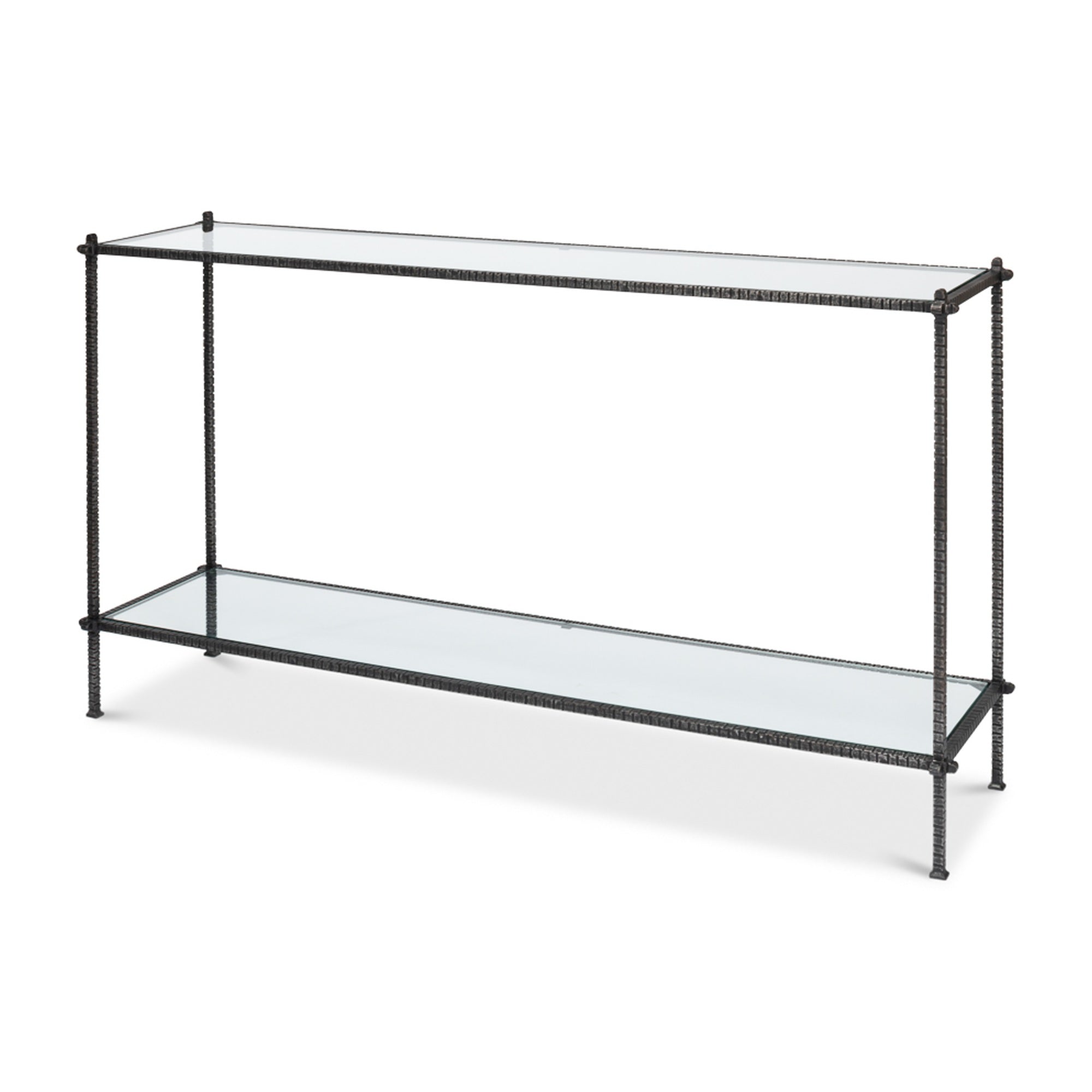 Hand Chased Iron Console Tble, Glass Top by Sarreid Ltd