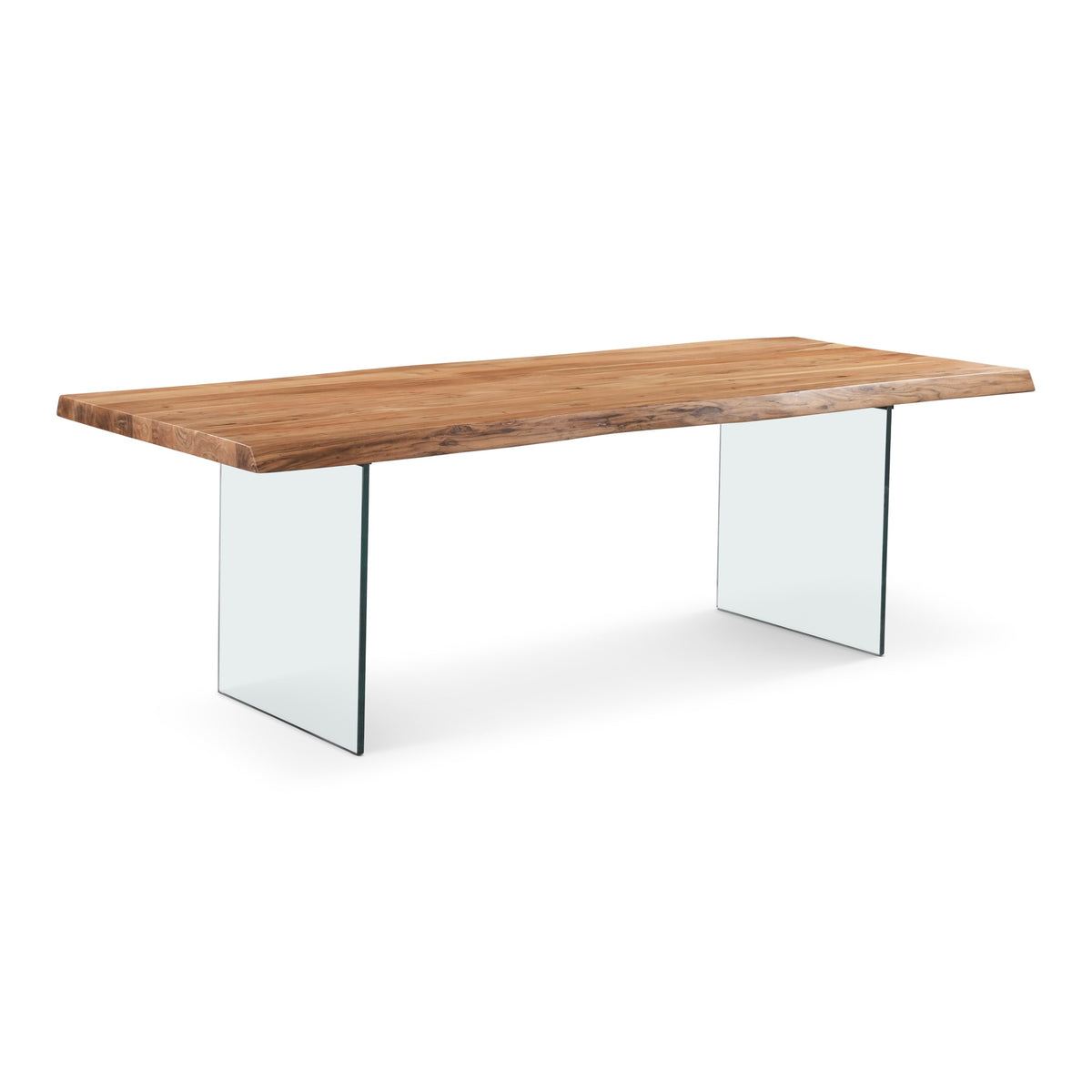 Brooks Dining Table Glass Base 40" x 92" Teak Top - Clear Glass Base by Urbia - detail 2