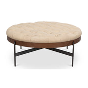 Corbet Cocktail Ottoman, Cappucino White by Sarreid Ltd