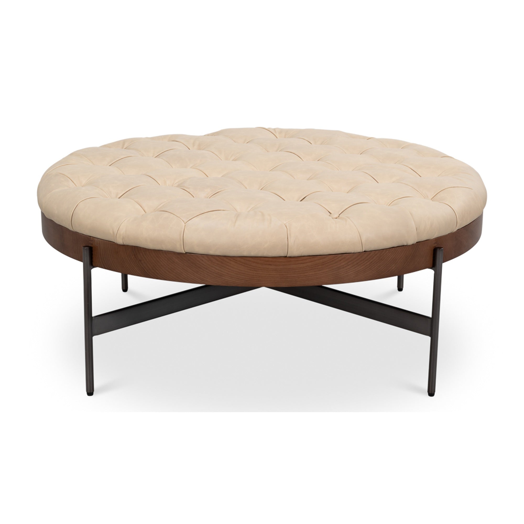 Corbet Cocktail Ottoman, Cappucino White by Sarreid Ltd
