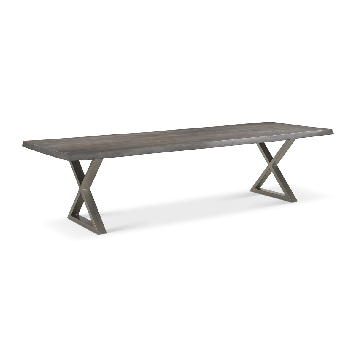 Brooks Dining Table X Base 40" x 116" Sandblasted Grey Top - Pewter Base by Urbia - detail 2