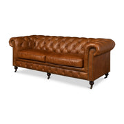 Tufted English Club Sofa, Cuba Brown by Sarreid Ltd