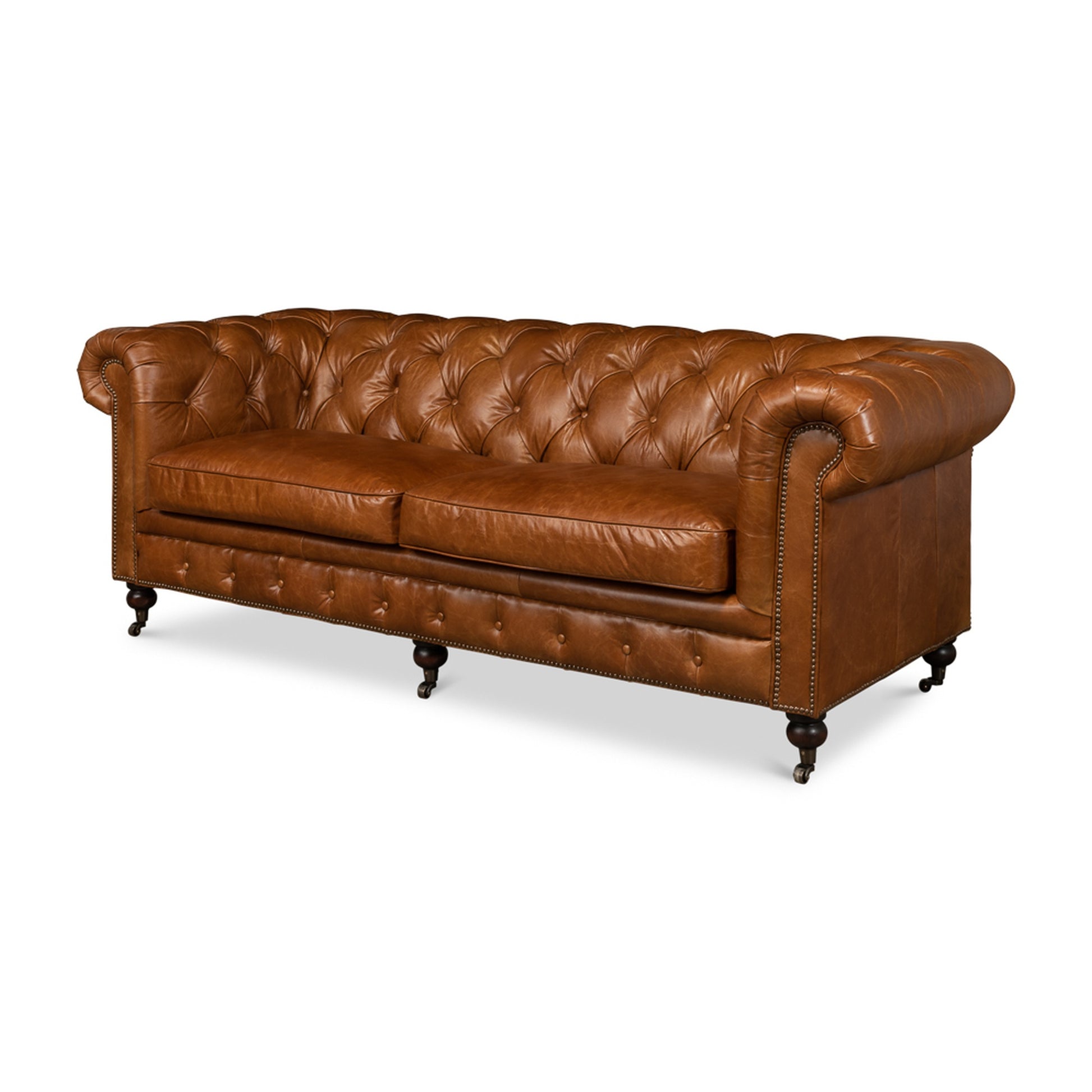 Tufted English Club Sofa, Cuba Brown by Sarreid Ltd