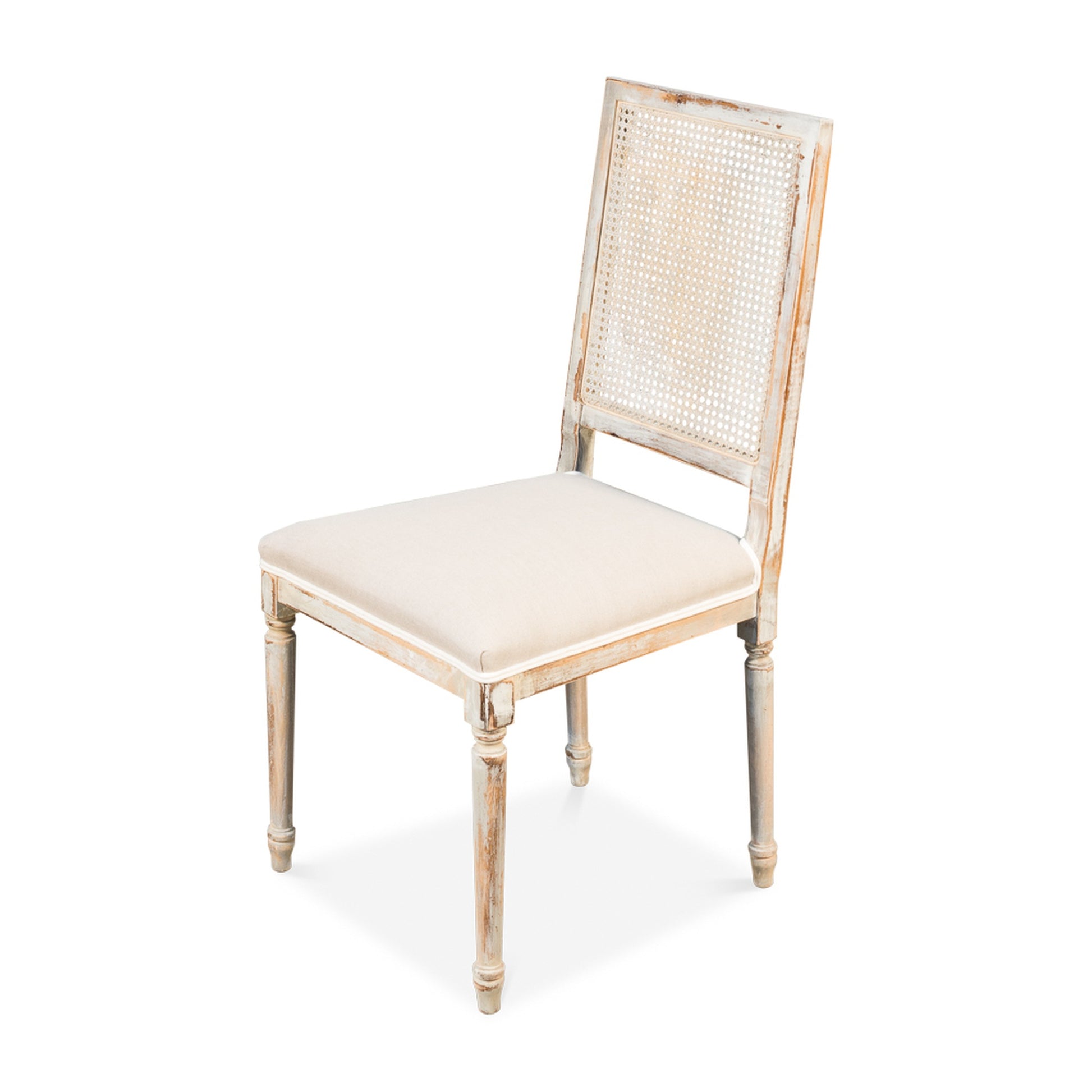 Cane Back Side Chair, Grey Oak, Flax by Sarreid Ltd