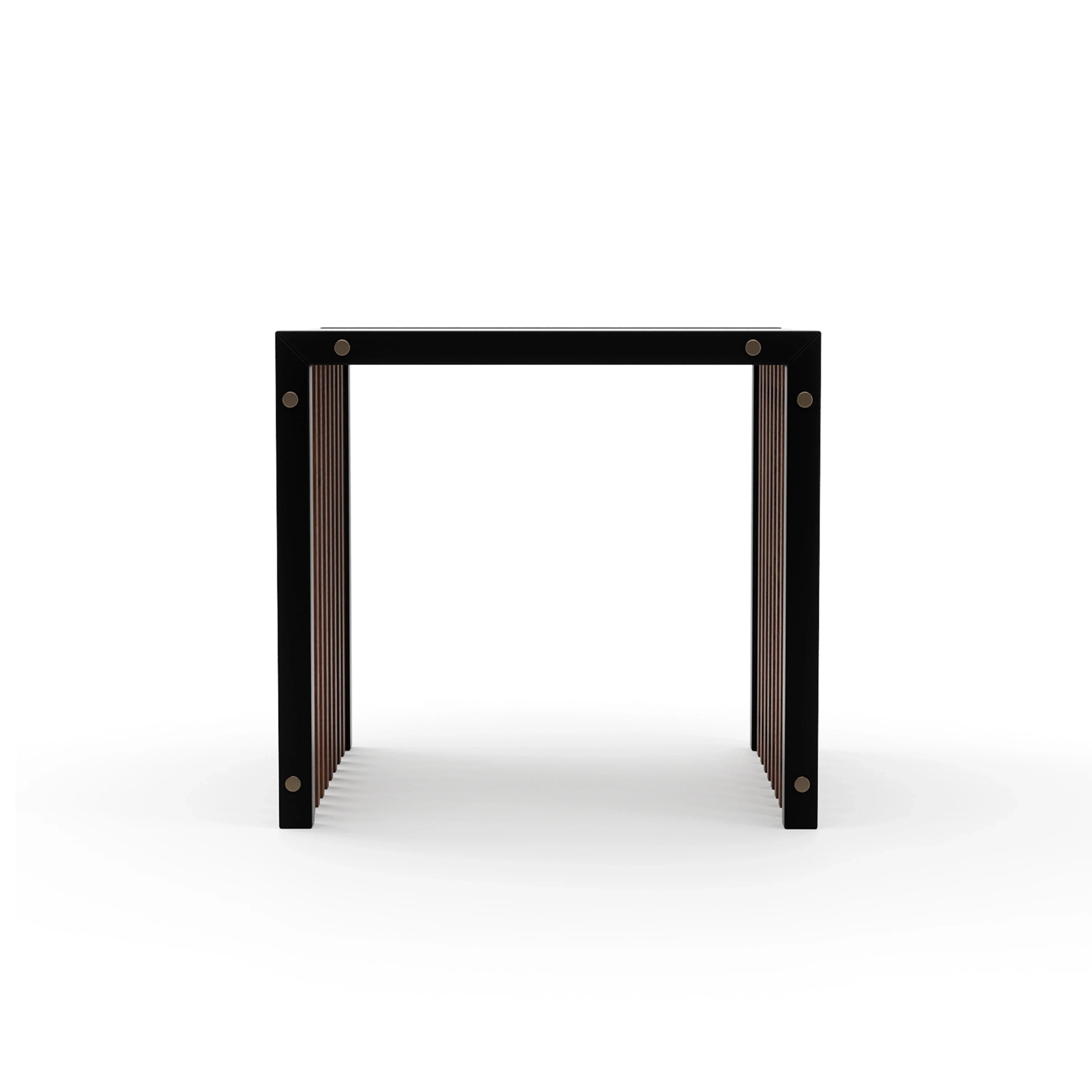 Pinstripe Dark End Table Champagne Gold 22" by Caracole