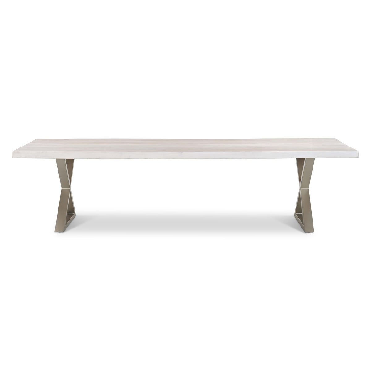 Brooks Dining Table X Base 40" x 116" White Wash Top - Pewter Base by Urbia - product view