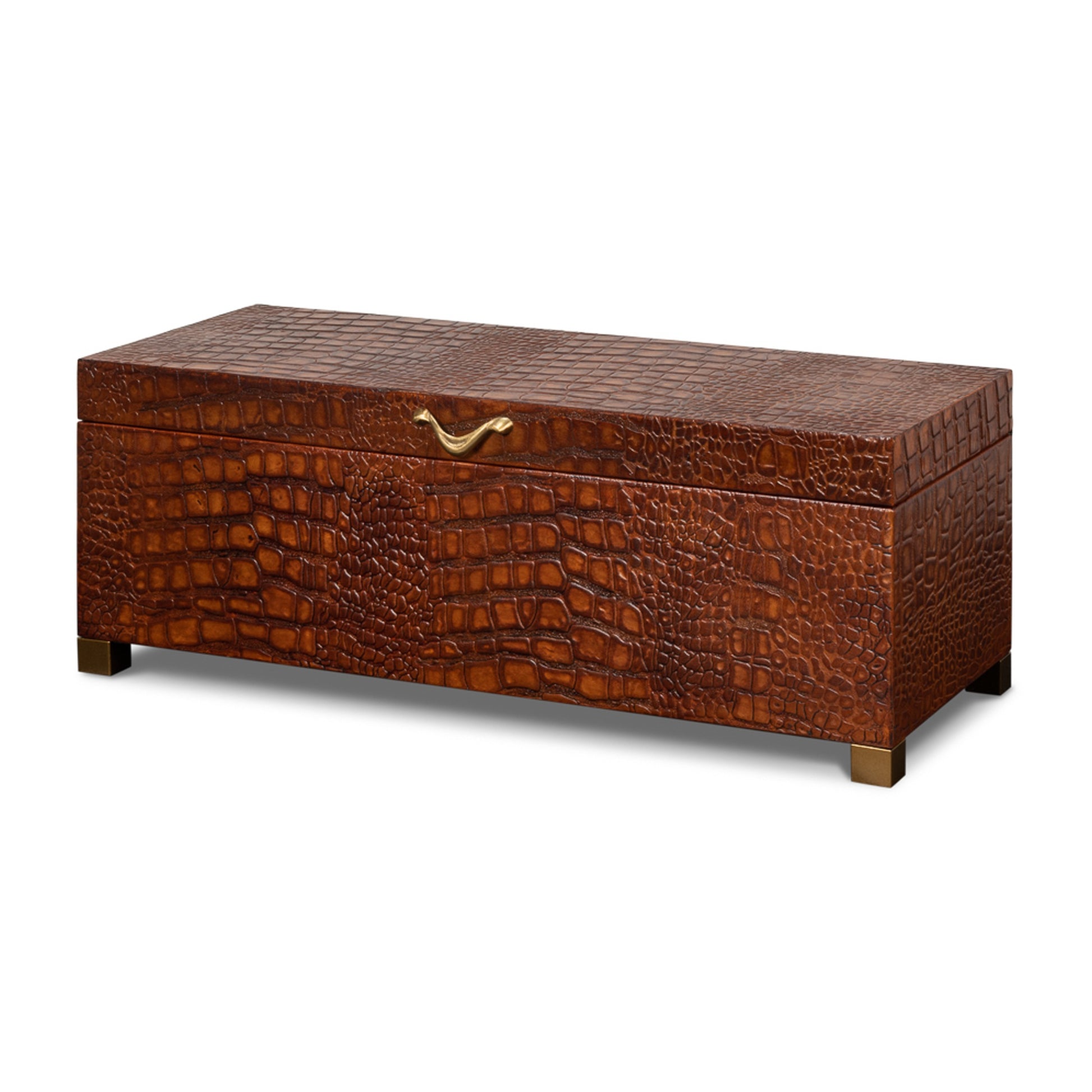Lyle Leather Box, Tan Tessoro by Sarreid Ltd