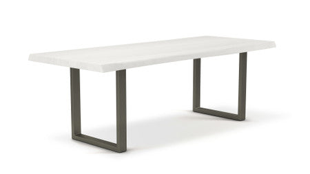 Brooks Dining Table U Base 40" x 116" White Wash Top - Pewter Base