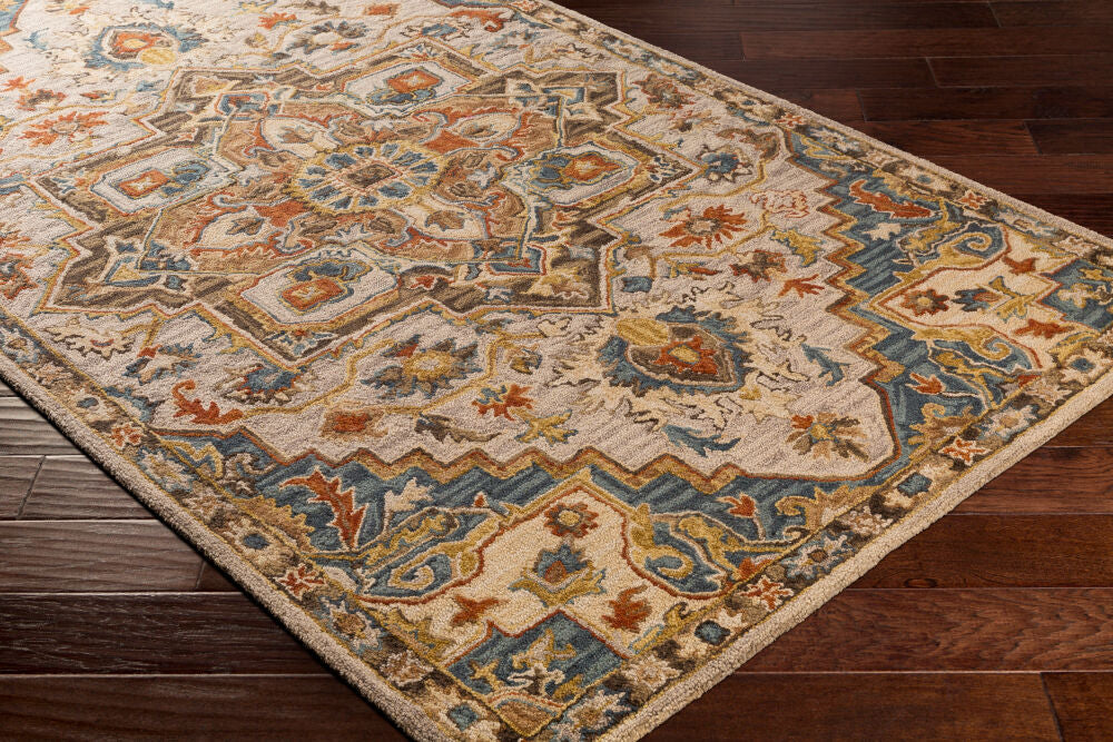 Artemis Black/Tan Handmade Rug - corner