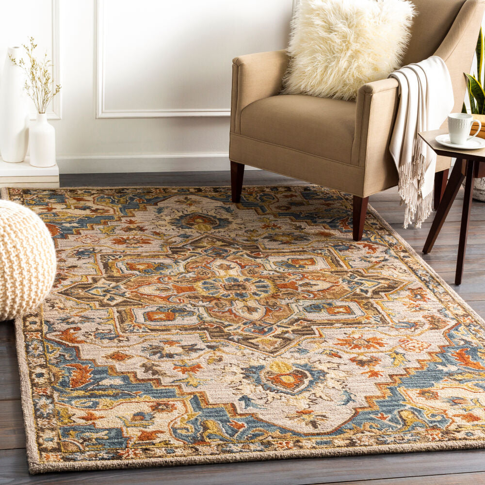 Artemis Black/Tan Handmade Rug - roomscene