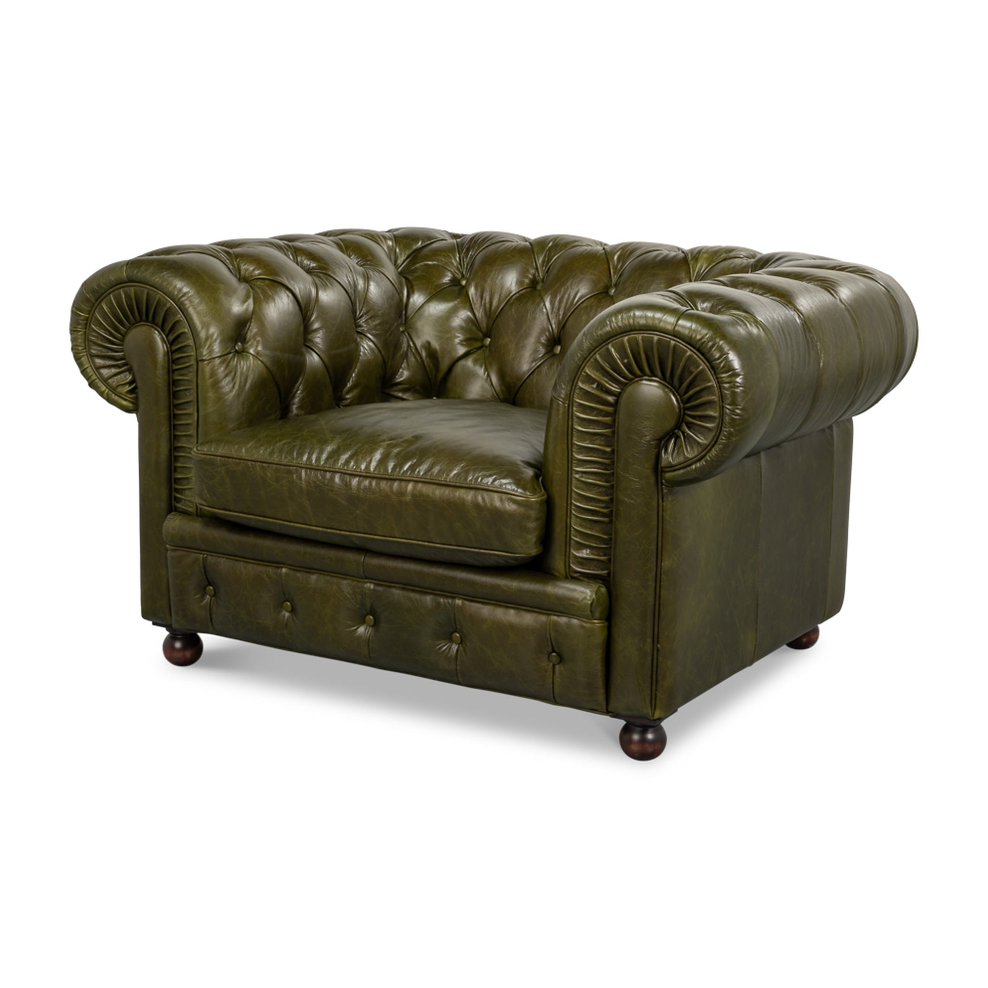 Savile Leather Chair,Green by Sarreid Ltd