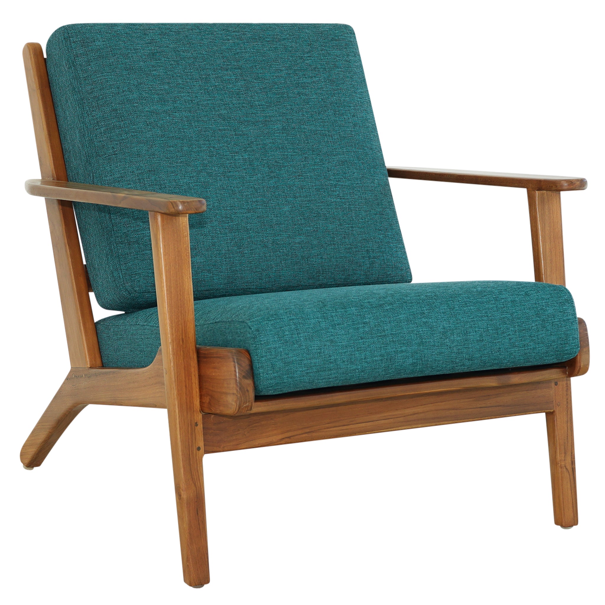 Connor Solid Wood Linen Lounge Chair - Teal | ZIN Home – zinhome