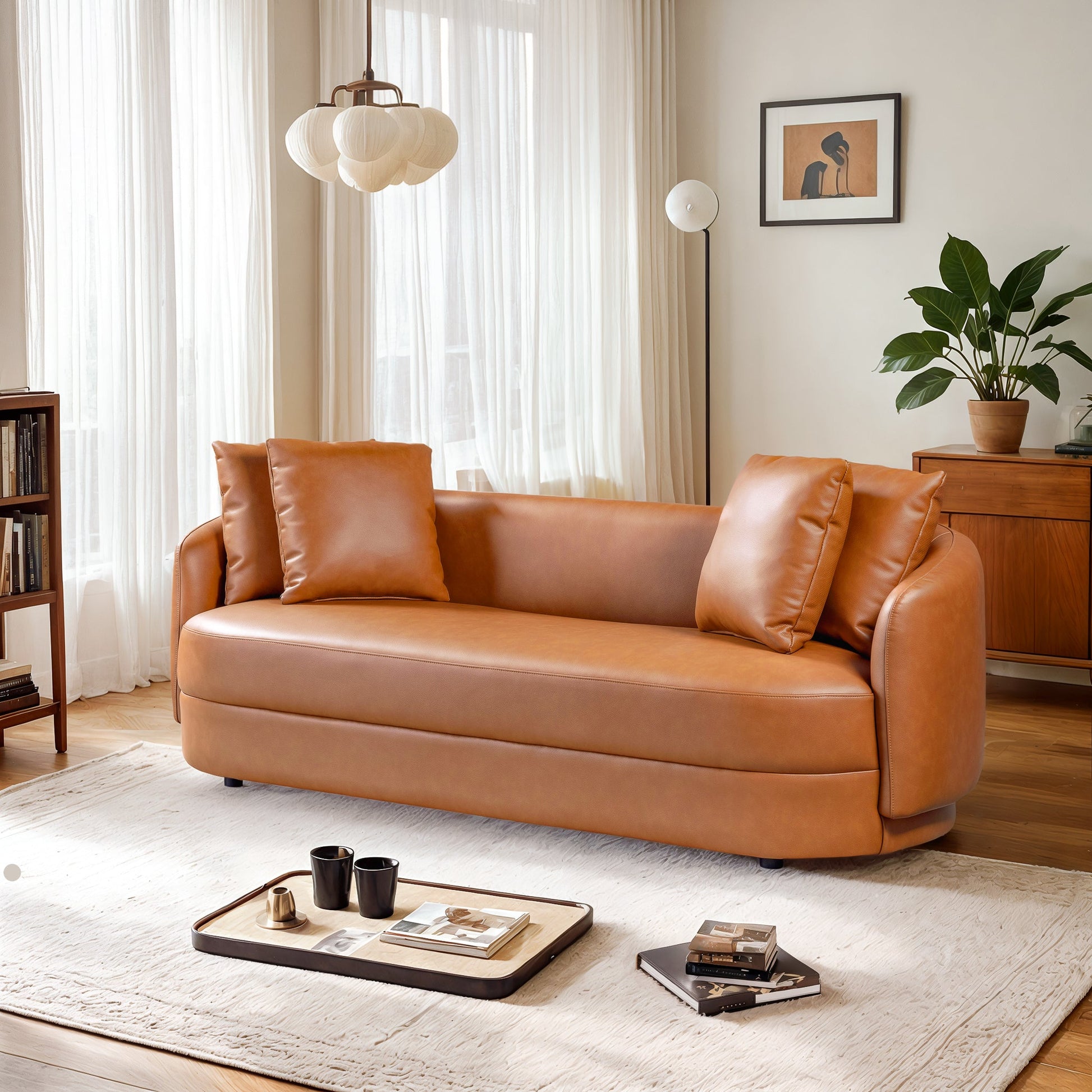 Dylan Round Arm Composite Leather Luxury Japandi Style Sofa