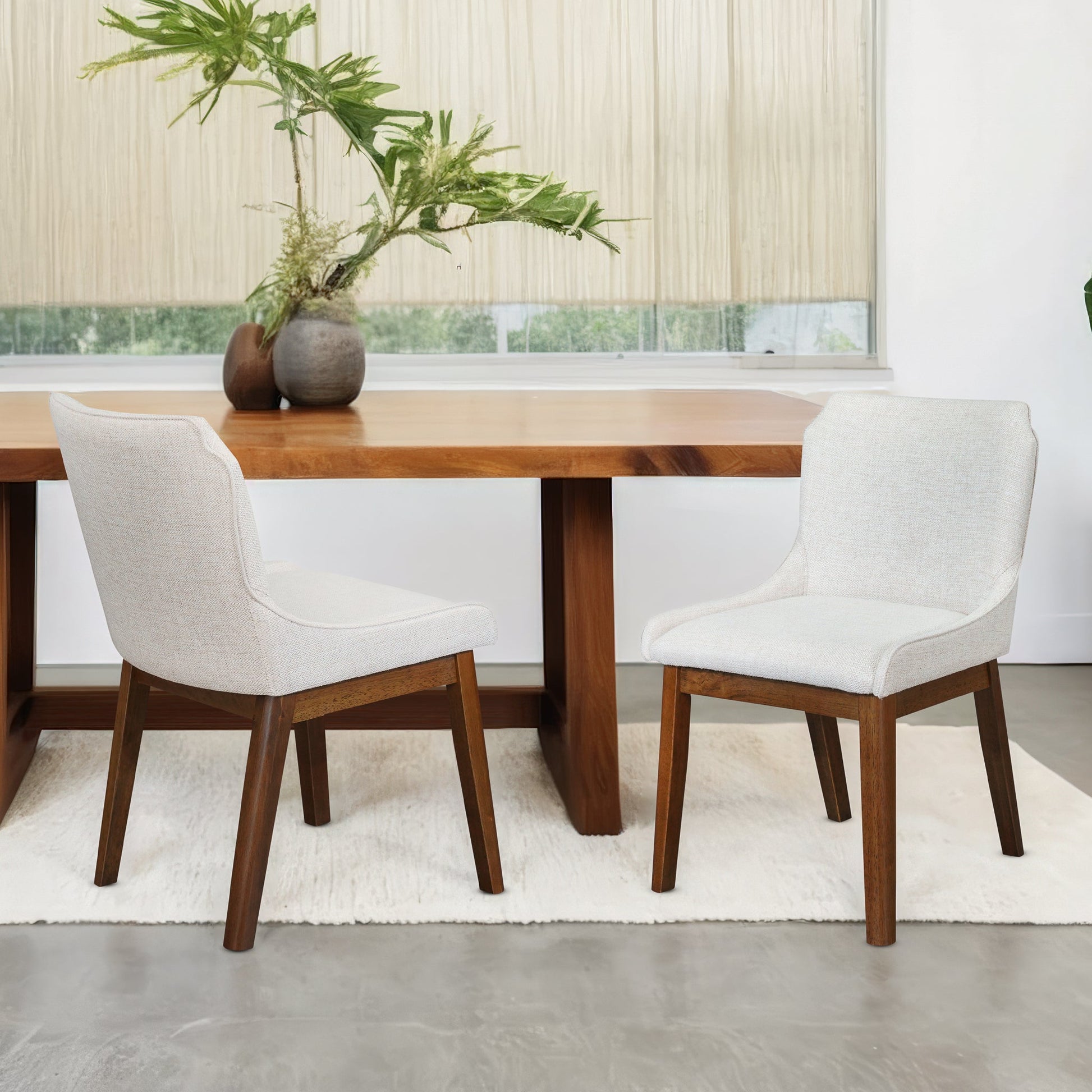 Ellis Modern Beige Fabric Dining Chair Set | Ergonomic Linen Style