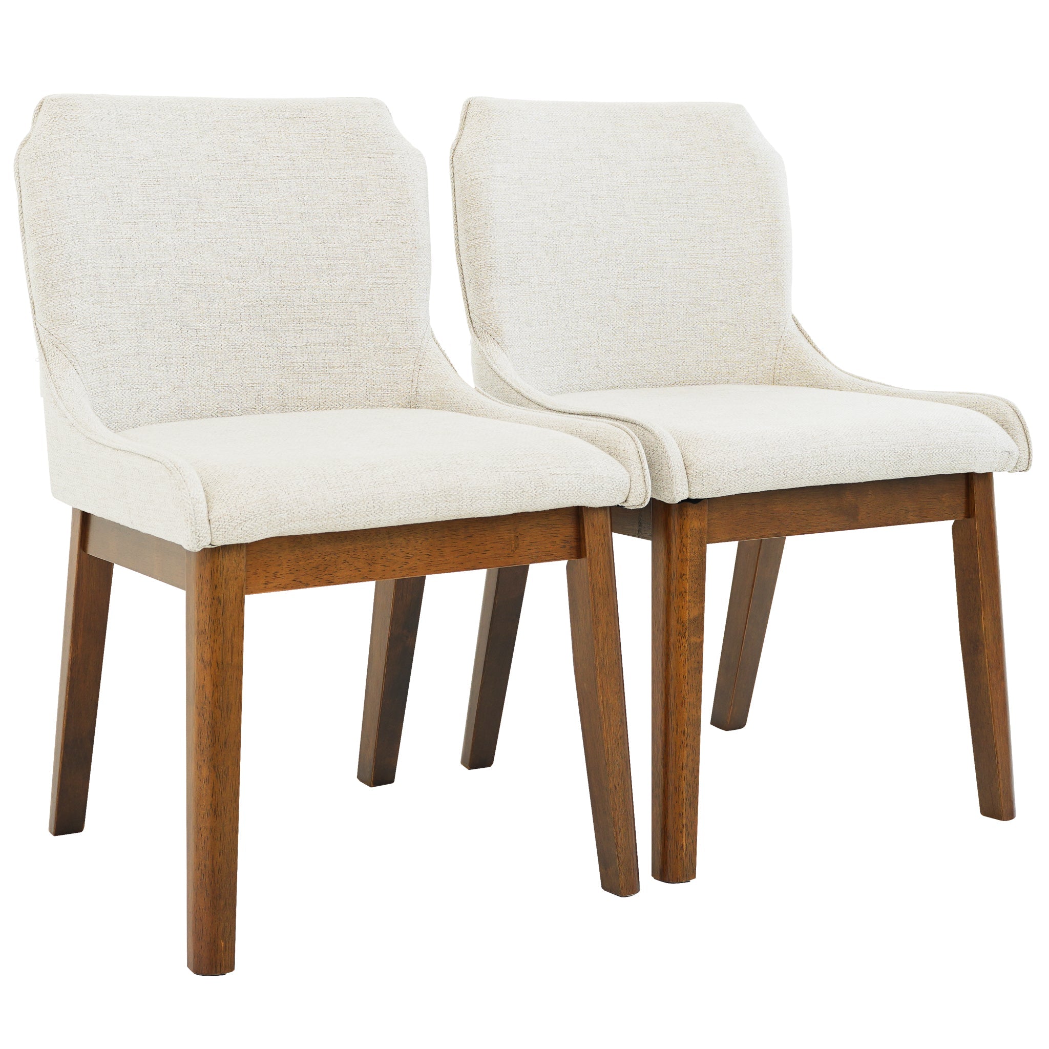 Ellis Modern Beige Fabric Dining Chair Set | Ergonomic Linen Style