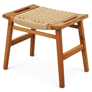 Grit Rustic Solid Wood Loom Stool | Mid-Century Modern Woven Accent Seating
