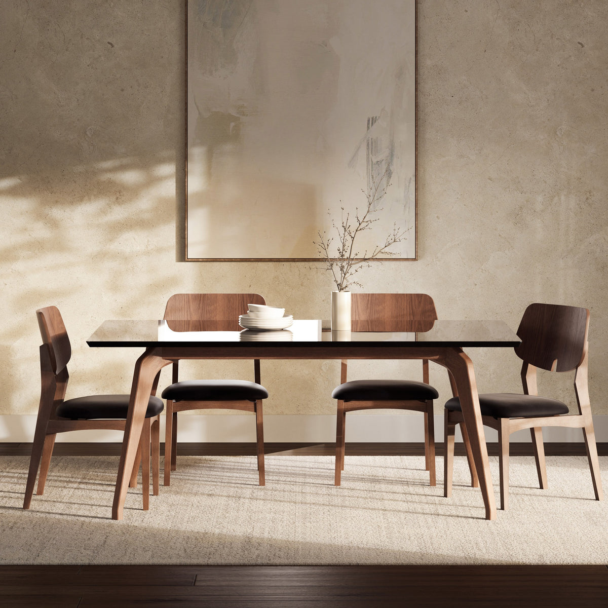 Giane Glass Top Dining Table Black, Nogal, 71" by Urbia - detail 5